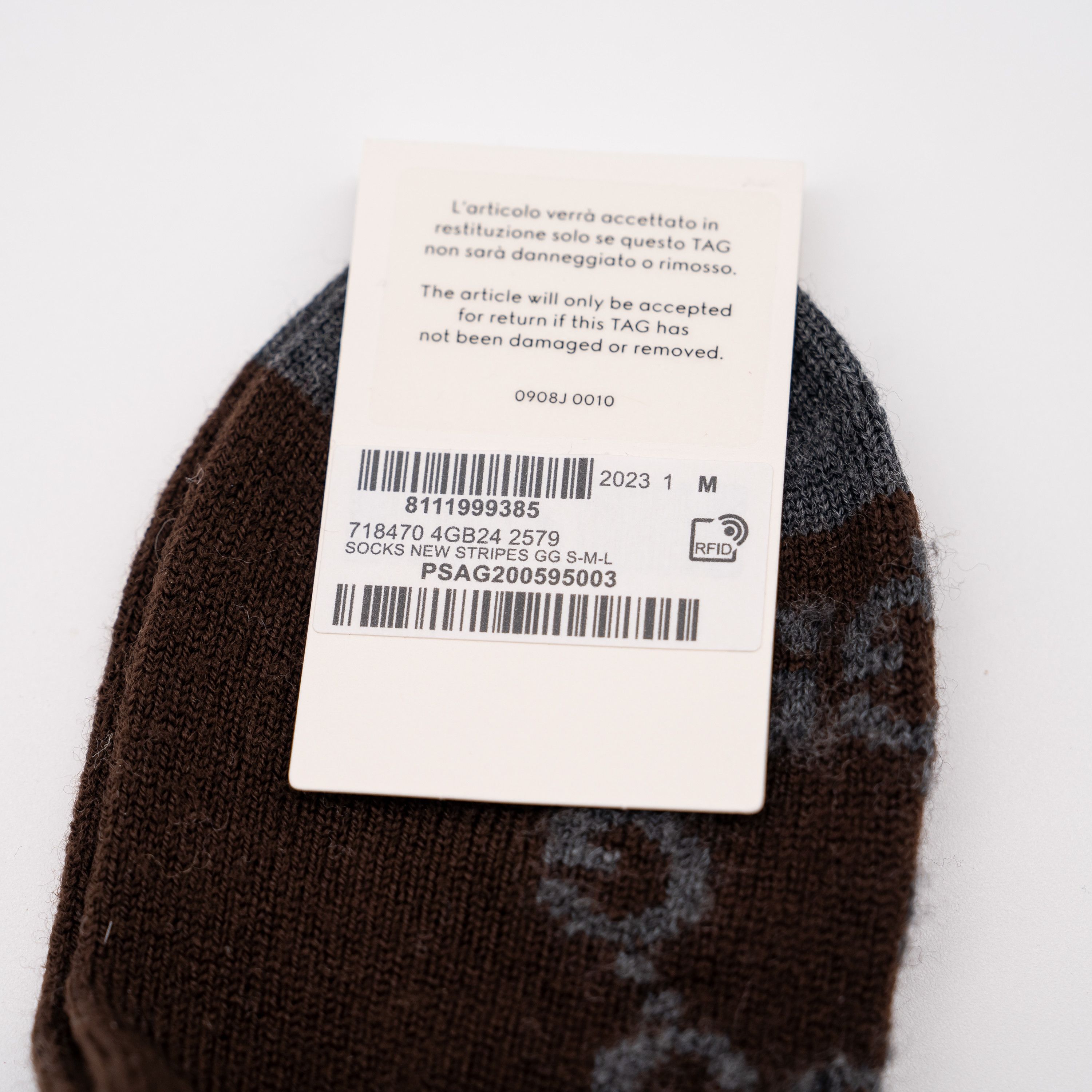 Gucci M Gucci GG Logo Cotton Blend Long Socks Brown Striped Size ONE SIZE - 7 Thumbnail