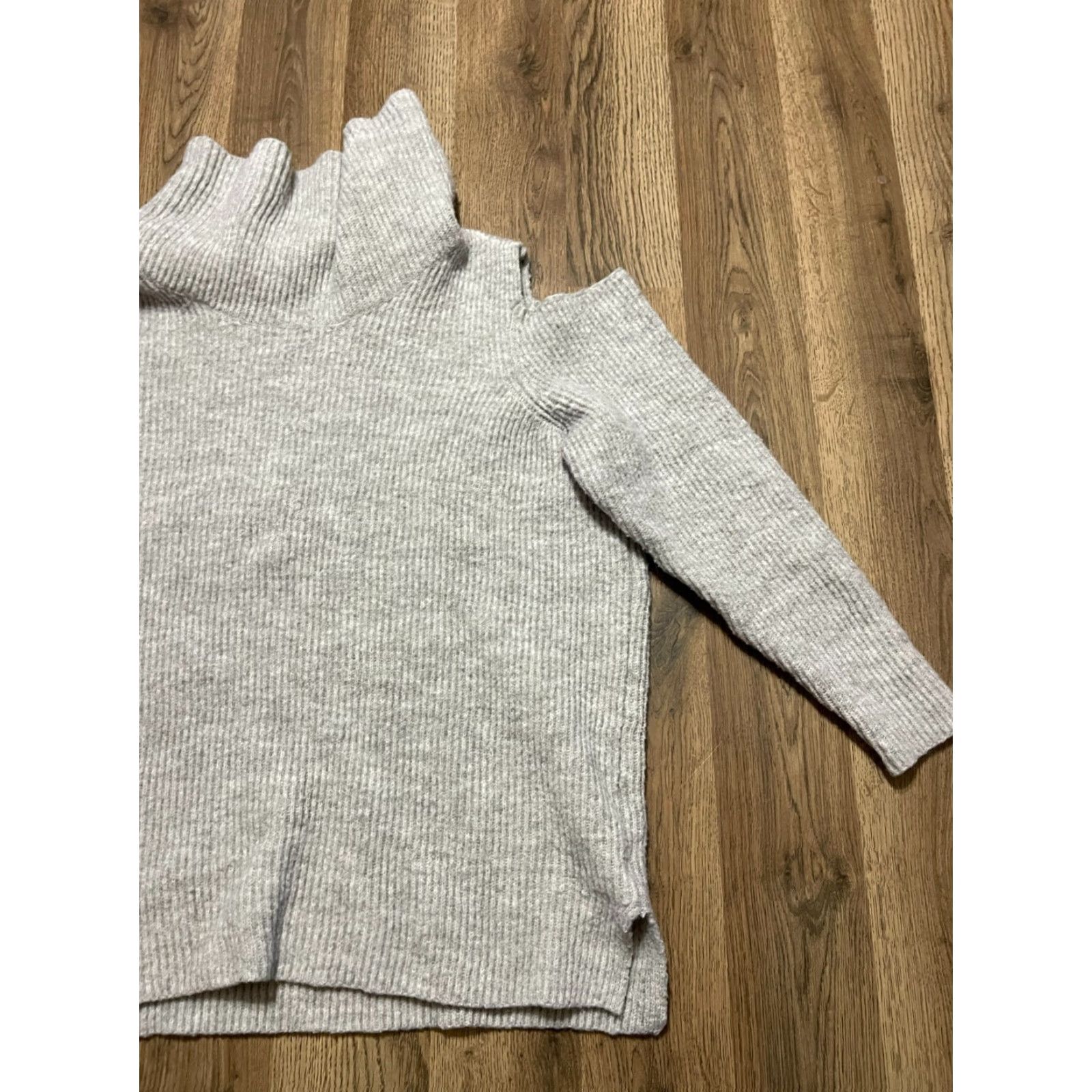 Vintage Lane Bryant Sweater Women 18/20 Gray Pullover Turtleneck Open Shoulder Knit Casual Fall Spring Summer Size XXL / US 16-18 / IT 52-54 - 4 Thumbnail
