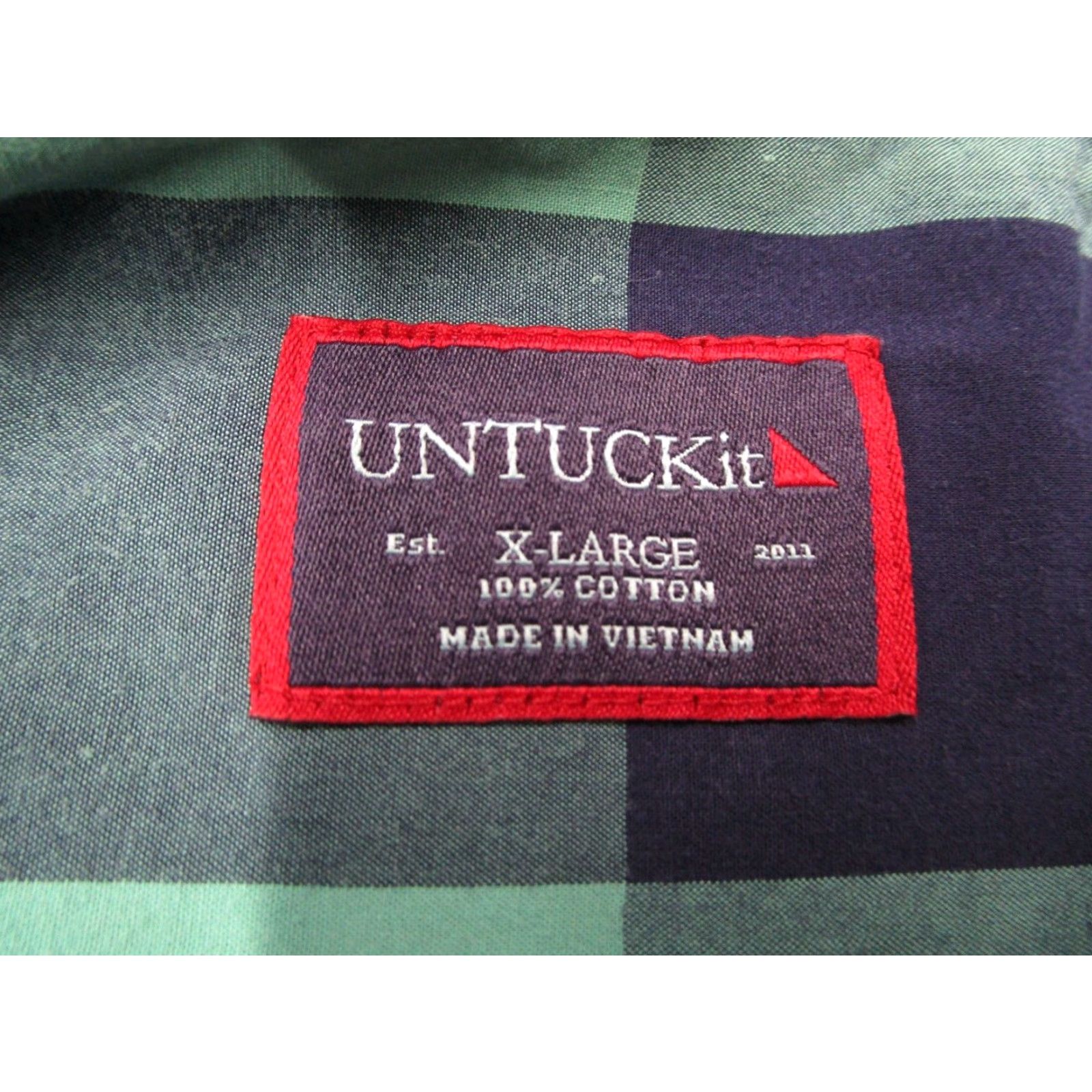UNTUCKit UNTUCKit Shirt Mens XL Green Buffalo Plaid Button-Up Long Sleeve Casual 100% Cotton Bonarda Pocket Shirt - Made in Vietnam Mens Size US XL / EU 56 / 4 - 3 Thumbnail