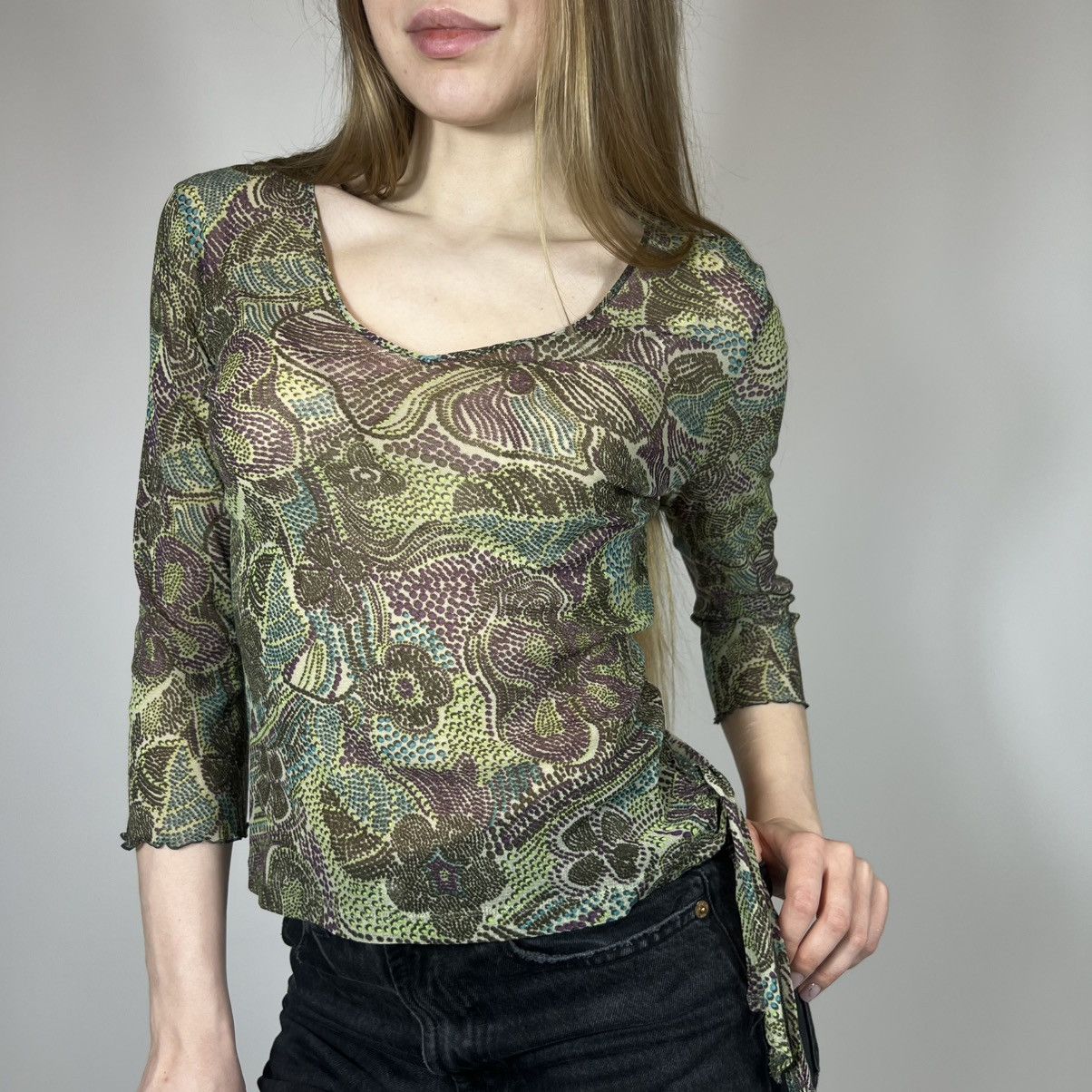 Japanese Brand Vintage Y2K Japanese Floral Mesh Longsleeve Retro 90s Style Size M / US 6-8 / IT 42-44 - 1 Thumbnail