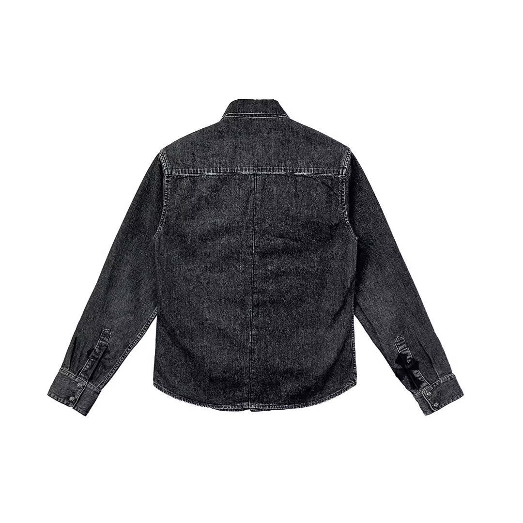Chrome Hearts Chrome Hearts LOOSE END Cross Patch Washed Grey Denim Shirt Size US XXL / EU 58 / 5 - 2 Thumbnail
