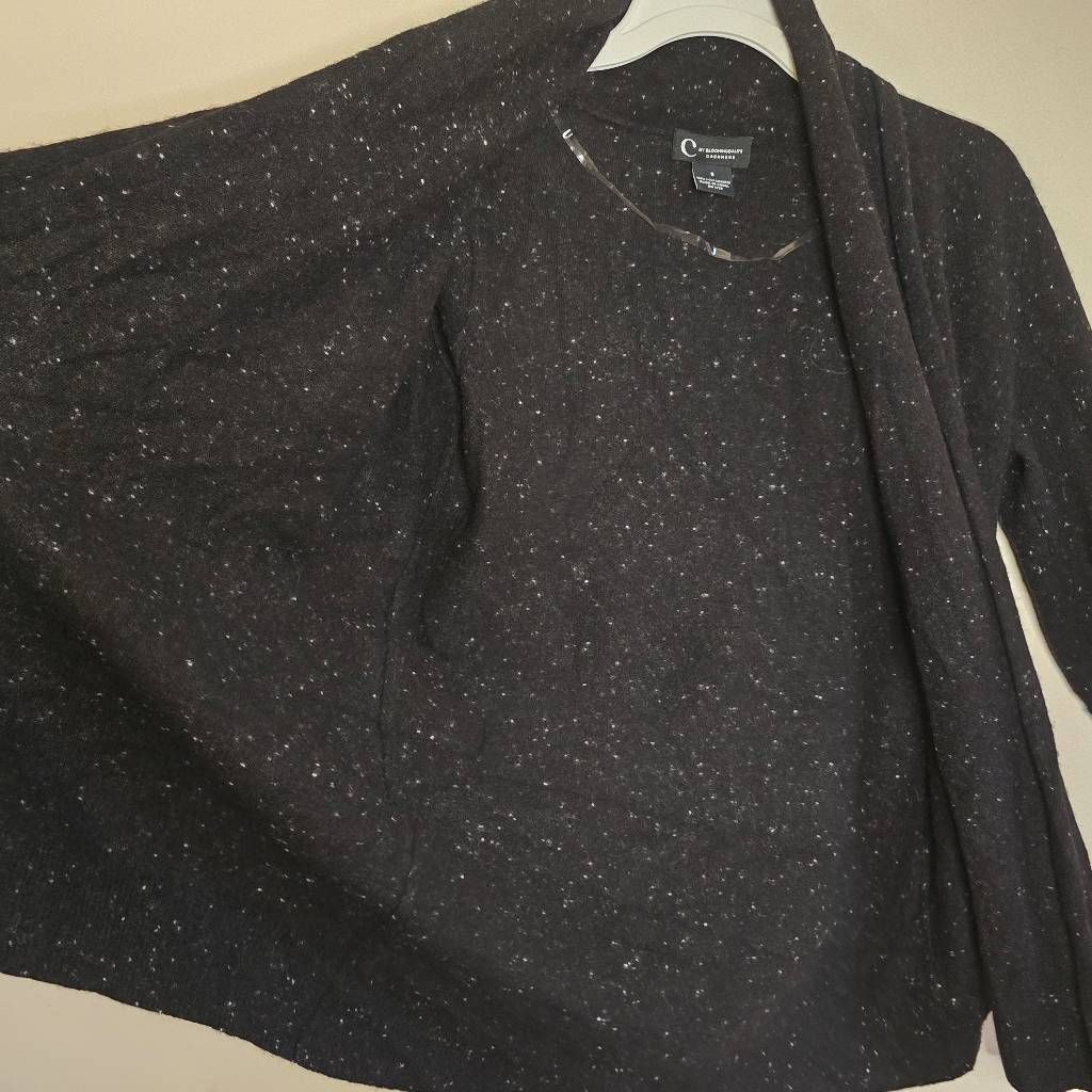 Bloomingdale's C by Bloomingdale’s 100% Cashmere Cardigan Black Open Front Size S / US 4 / IT 40 - 8 Thumbnail