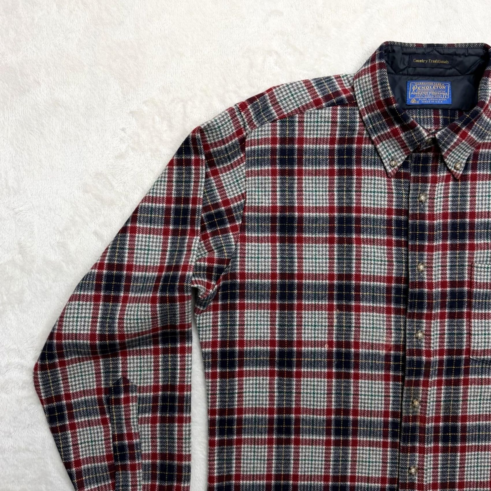 Pendleton VINTAGE Pendleton Flannel Shirt Mens L Button-Up Red Plaid Wool Made In USA Size US L / EU 52-54 / 3 - 6 Thumbnail