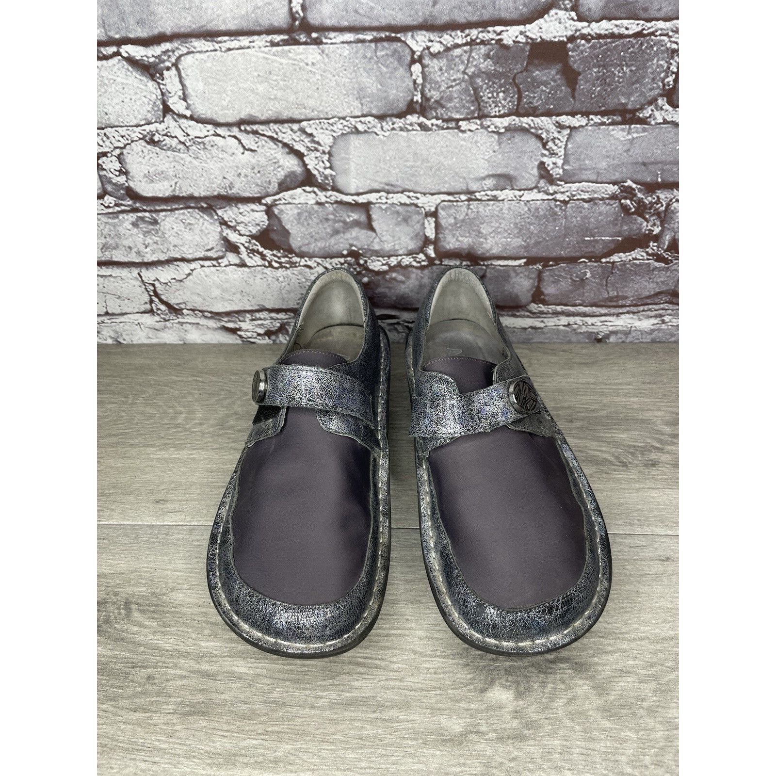 Allegri Alegria DEN-735 MOON SHADOW Gray Leather Shoes Slip-On Clogs Size US 9 / IT 39 - 12 Thumbnail