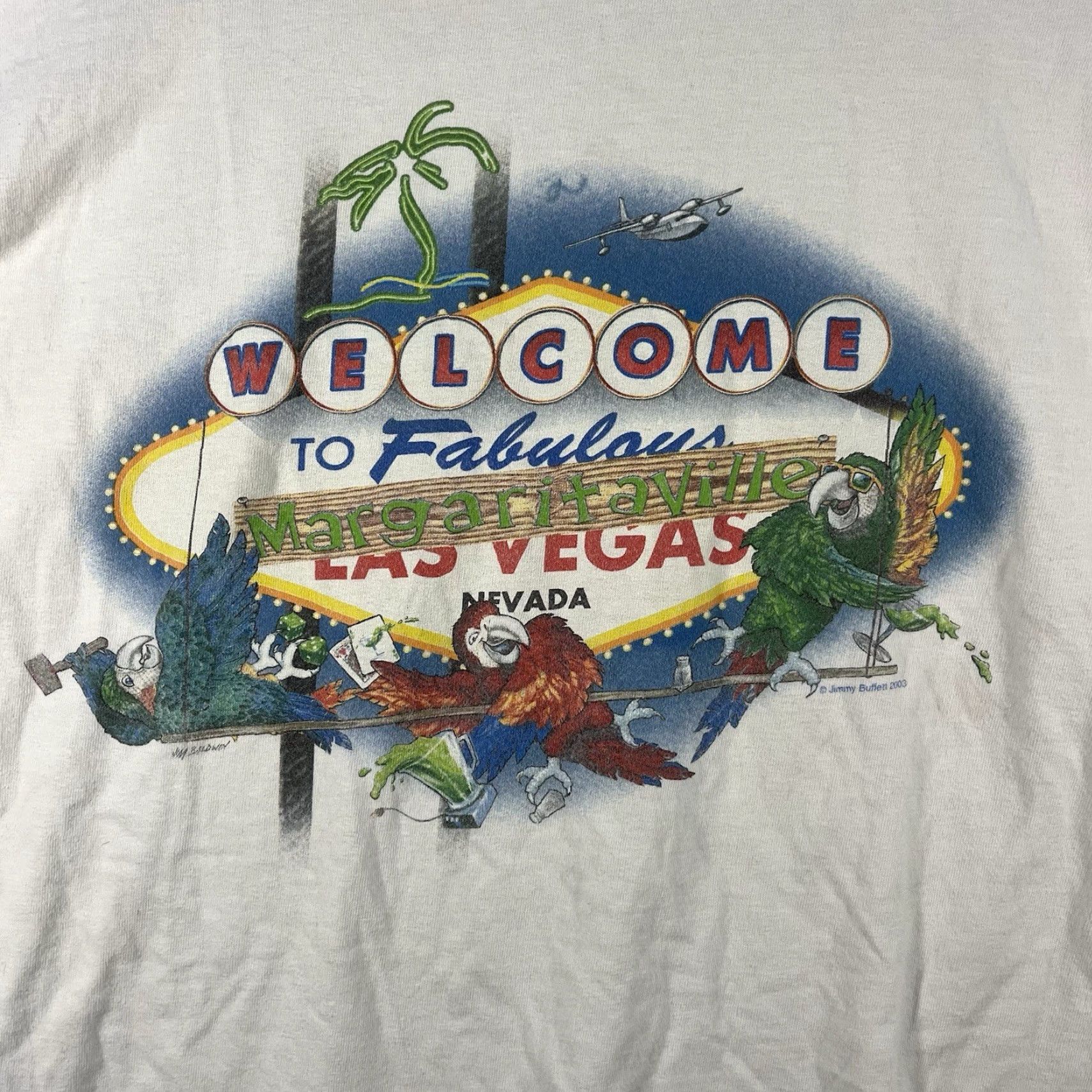Hanes Vintage Margaritaville Jimmy Buffett T-Shirt Mens XL Parrot Las Vegas Y2K 2002 Size US XL / EU 56 / 4 - 2 Thumbnail