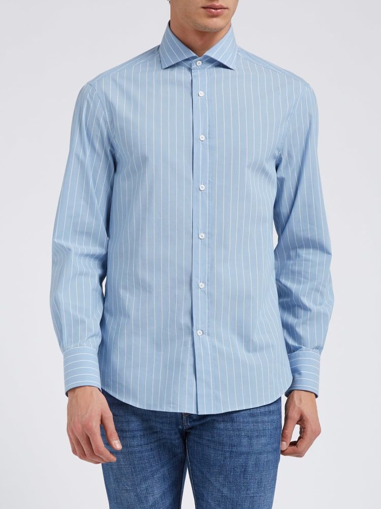 Brunello Cucinelli o1w1db10924 Shirt in Open Blue Size US M / EU 48-50 / 2 - 1 Preview