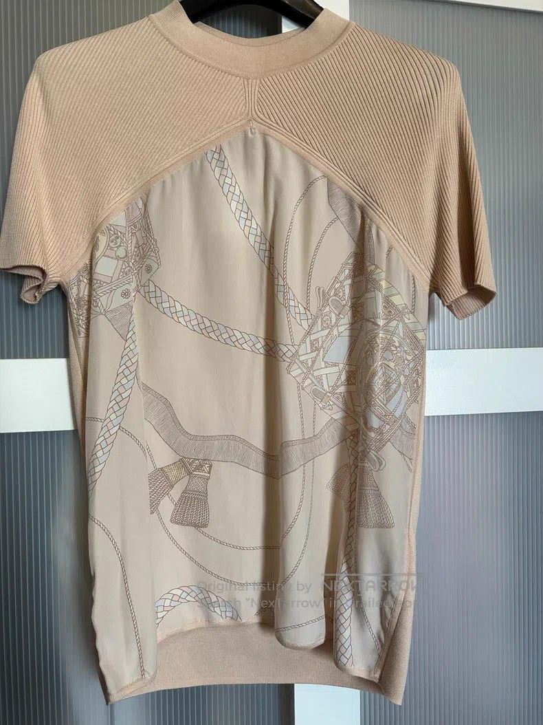 Hermes Hermes Silk Blended Short Sleeve with Cutouts, Flesh Pink Size XXS / US 00 / IT 34 - 2 Thumbnail