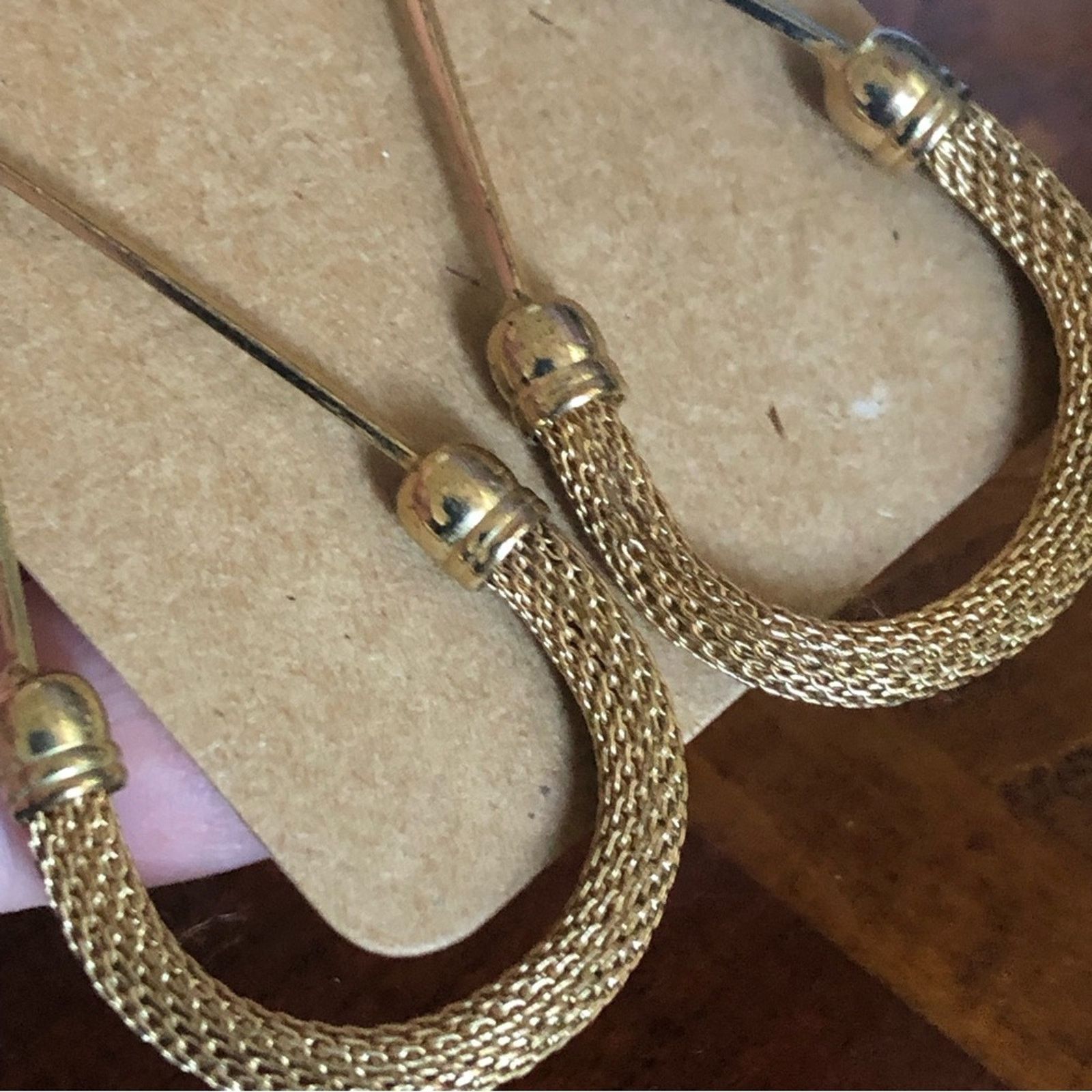 Jewelry Elegant gold tone mesh dangle earrings Size ONE SIZE - 3 Thumbnail