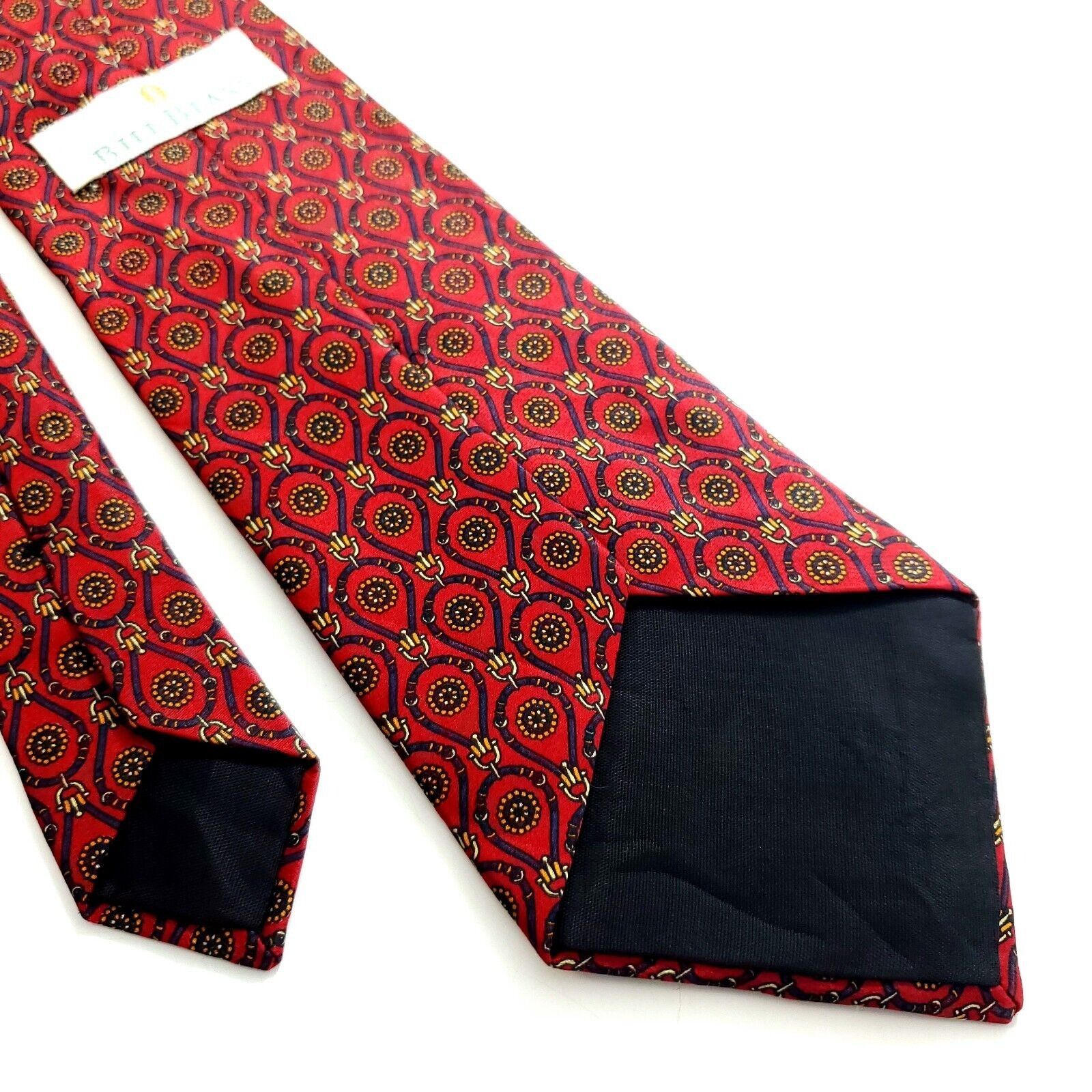 Bill Blass Bill Blass Red Floral Print Short Silk Tie Size ONE SIZE - 4 Thumbnail