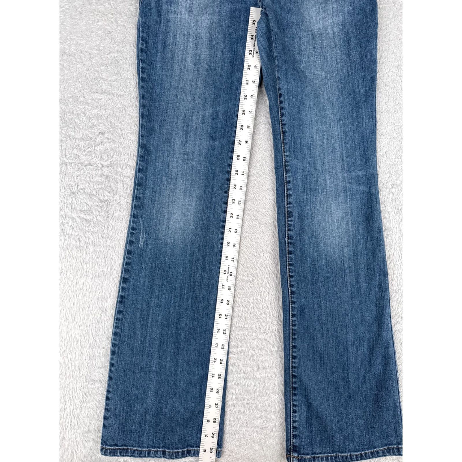 Mossimo Mossimo Jeans Juniors 5 Blue Denim Flared Distressed Cotton Blend 27x31 Size 27" / US 4 / IT 40 - 7 Thumbnail