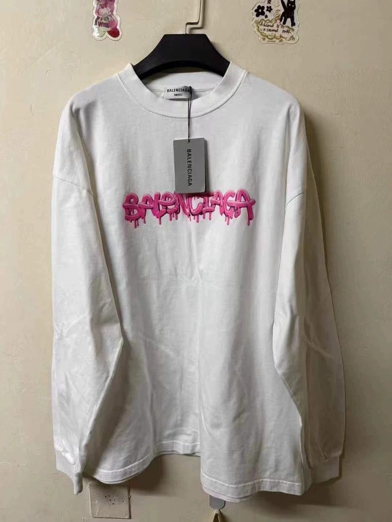 Balenciaga Balenciaga Jelly pink logo white long sleeve Size US M / EU 48-50 / 2 - 1 Thumbnail