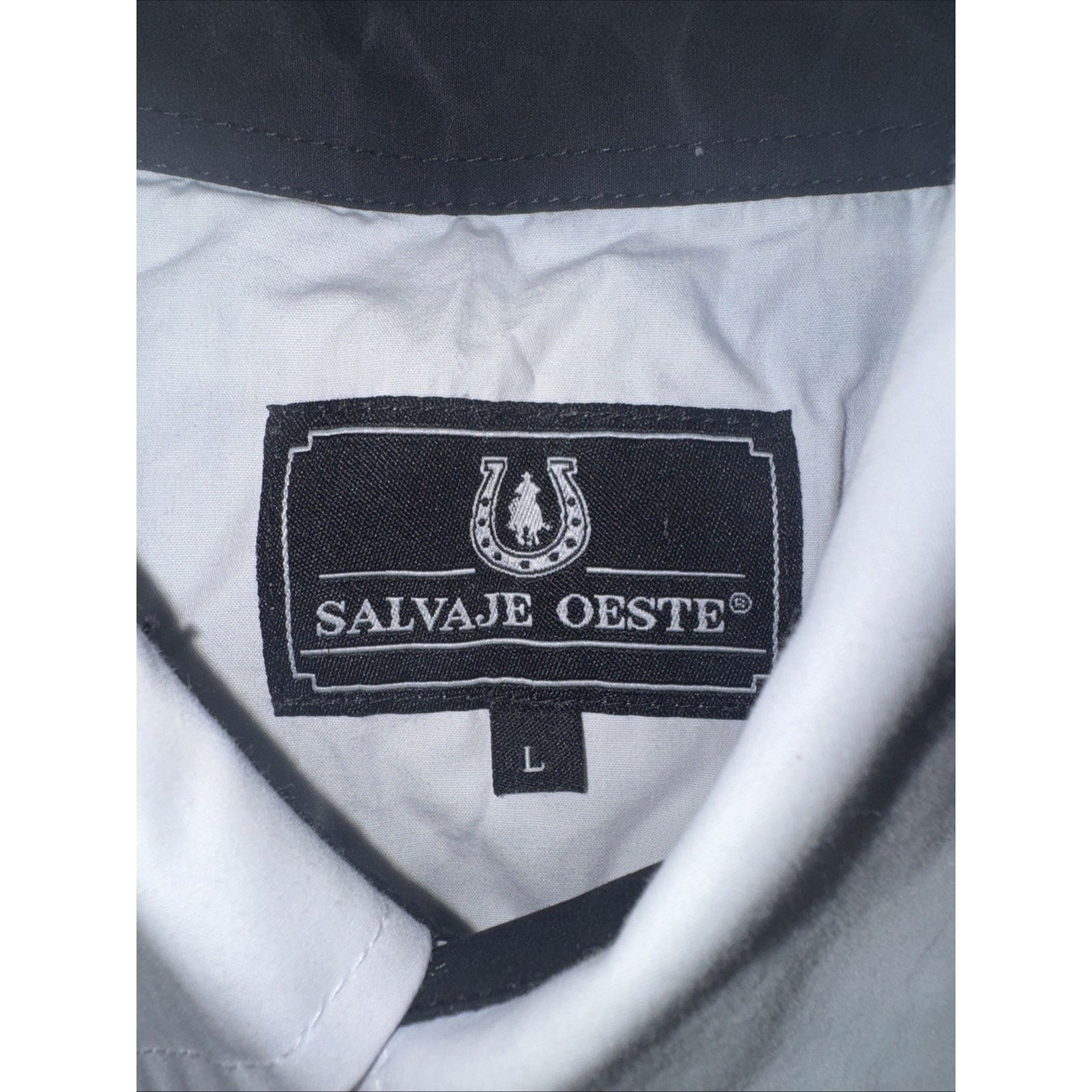 Vintage Salvaje Oeste Western Pearl Snap Shirt White L 22x28 Size US L / EU 52-54 / 3 - 4 Thumbnail