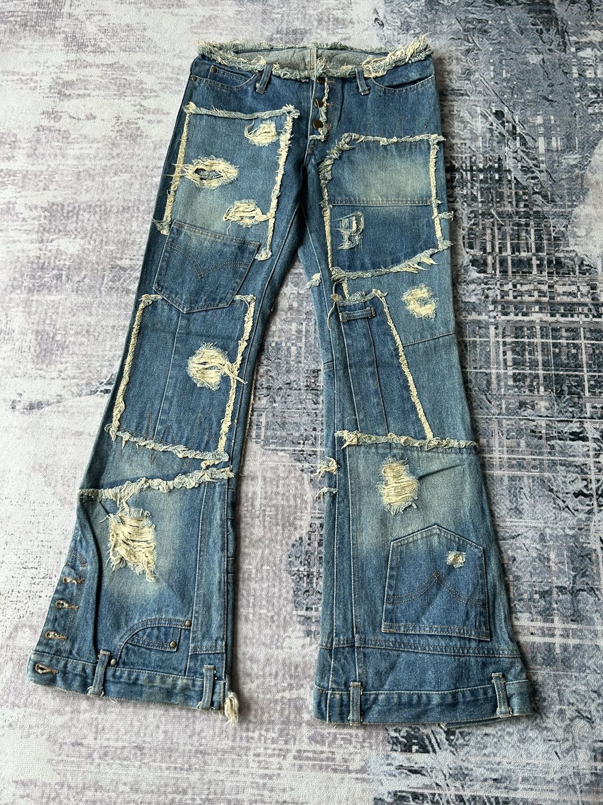 Japanese Brand Designer Patchwork Jeans Style Size US 29 - 2 Thumbnail