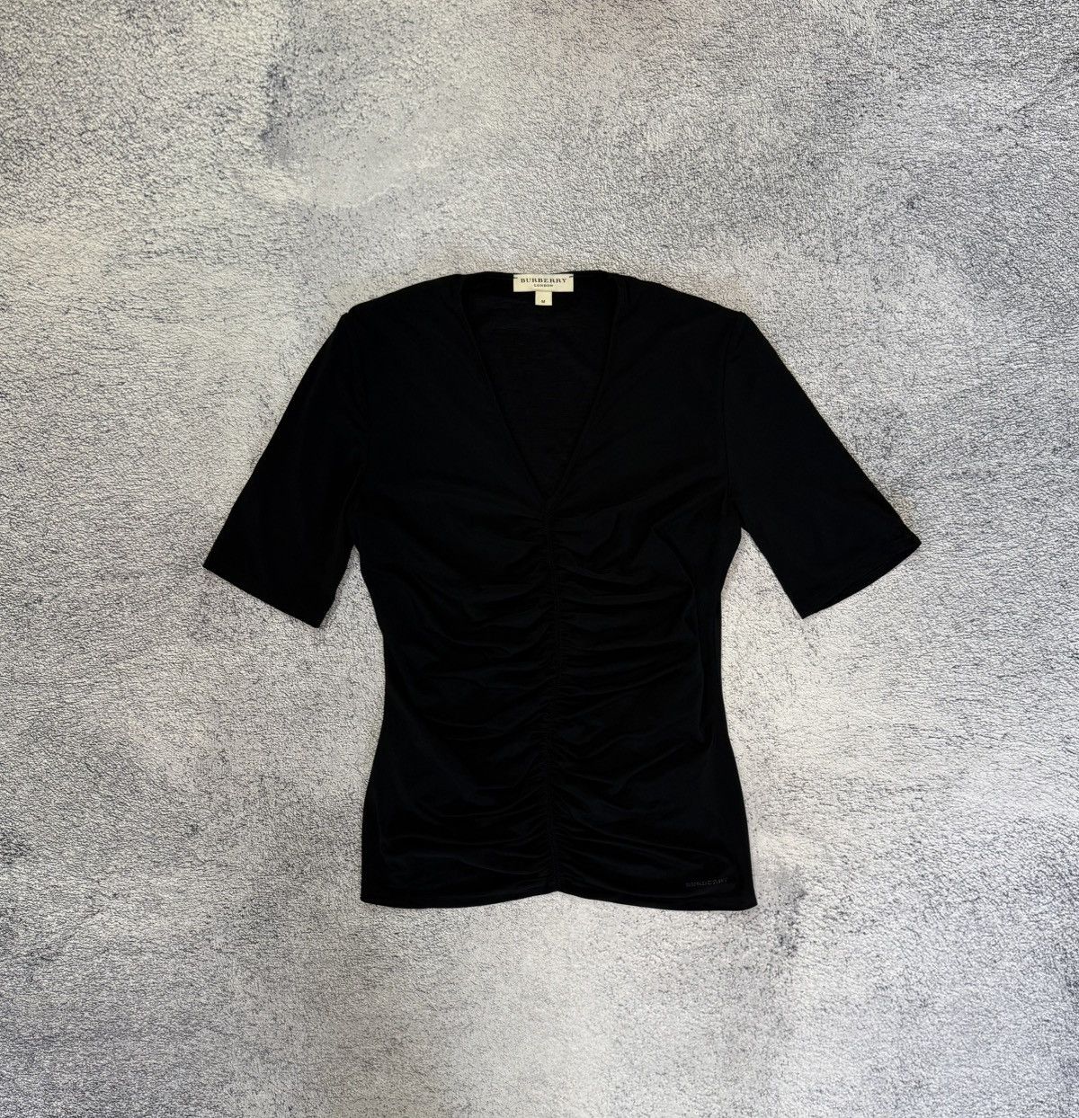 Burberry Burberry London Women Blouse Ruched V-Neck Stretch Top Logo Size M / US 6-8 / IT 42-44 - 3 Thumbnail