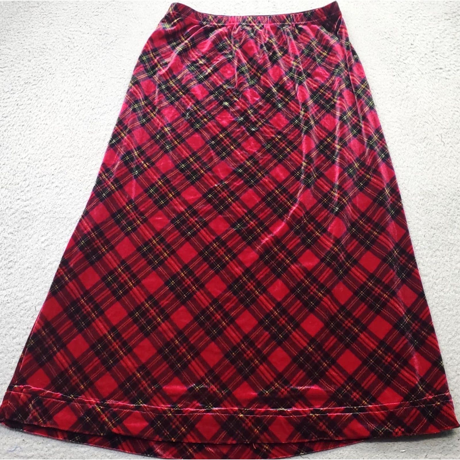 Coldwater Creek Coldwater Creek Skirt Womens PM Multi Tartan Plaid Velvet Holiday Pull On Size 32" / US 10 / IT 46 - 2 Thumbnail