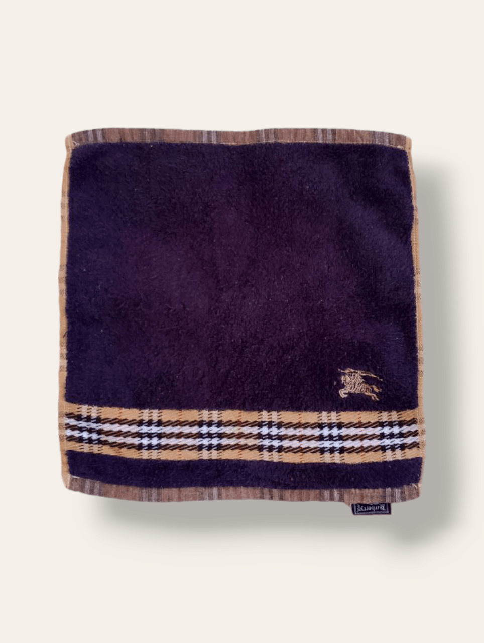 image of Vintage Burberry London Blue Nova Checkered Hand Face Towel, Men's