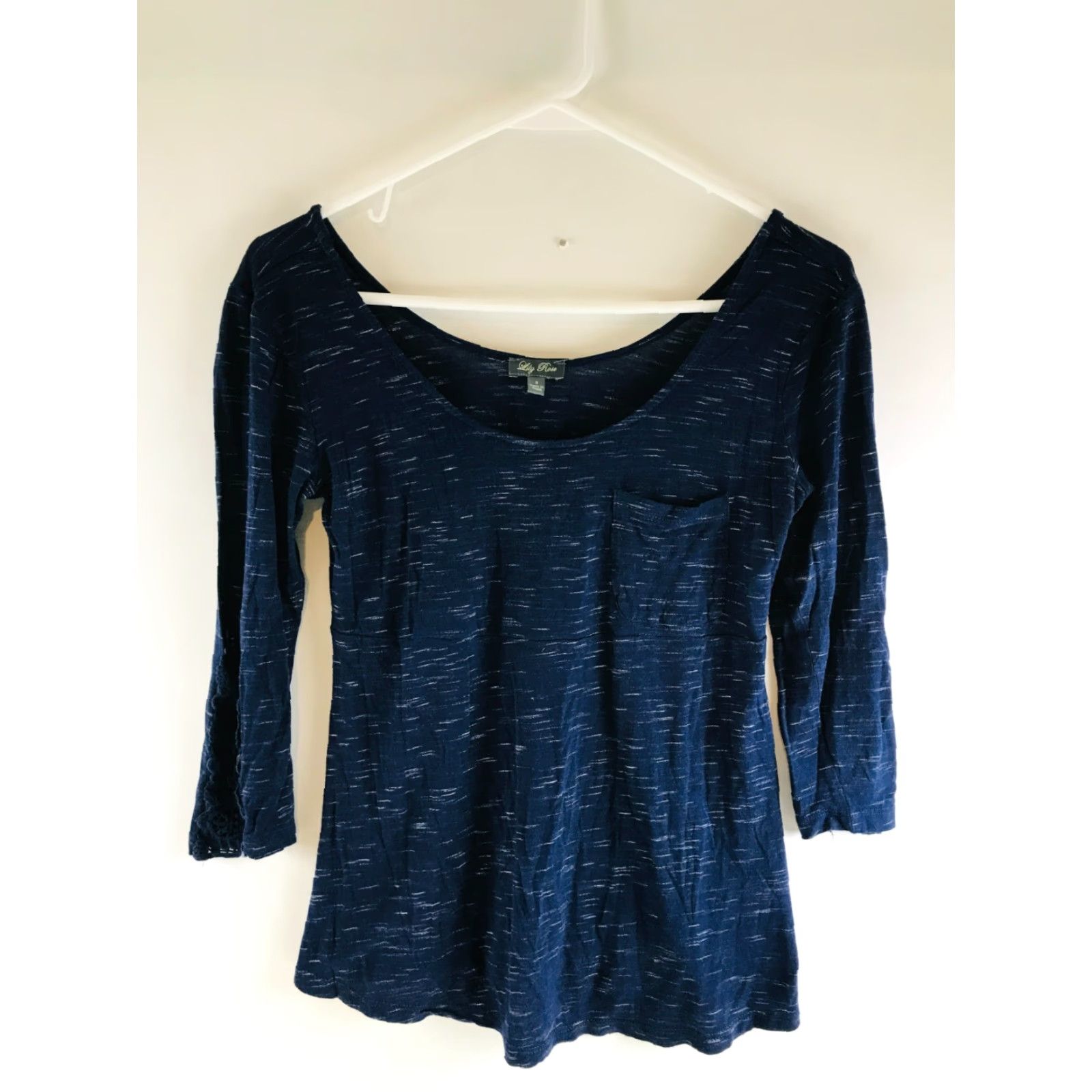 Vintage Lily Rose Shirt Women's Size S Navy Blue Heather 3/4 Sleeve Embroidered Sleeve Navy Blue Heather Shirt Women S 3/4 Sleeve Embroidered Sleeve Lily Rose Size S / US 4 / IT 40 - 2 Thumbnail