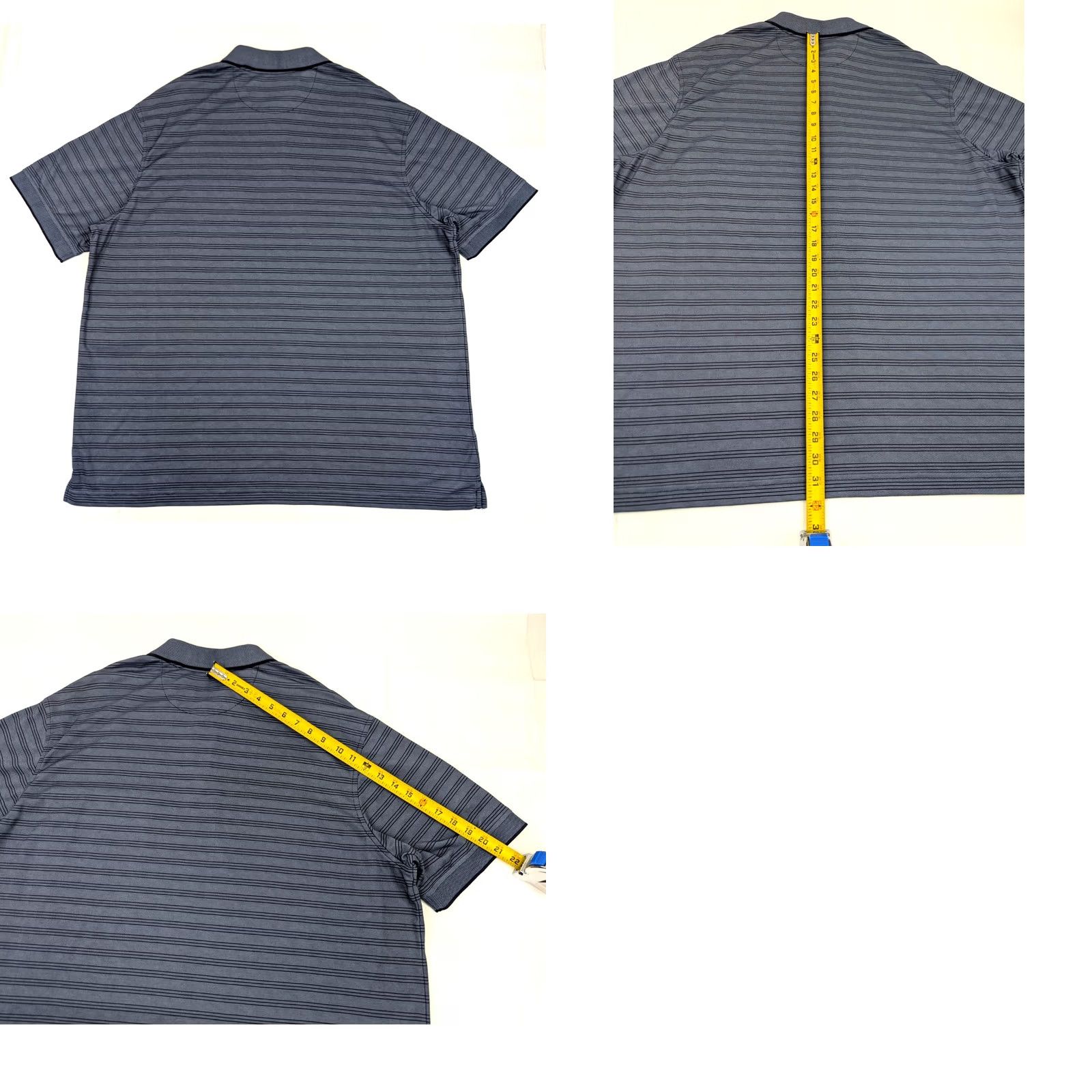 Roundtree & Yorke VINTAGE: No — Roundtree & Yorke Performance Polo Shirt Mens 2XB Blue Striped Short Sleeve Travel Golf Big & Tall Size US XXL / EU 58 / 5 - 8 Thumbnail