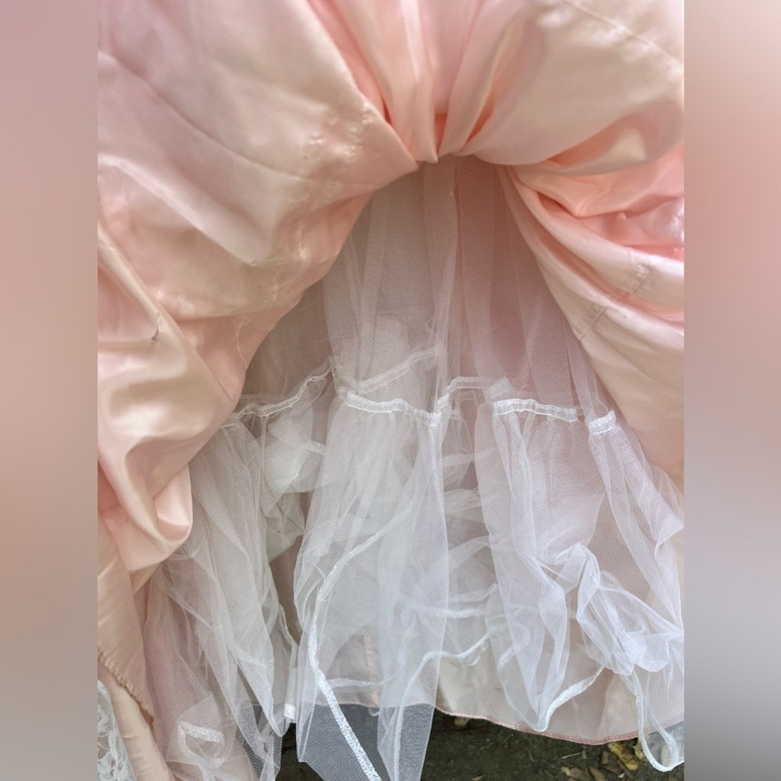 Vintage 80s ZumZum Peach Ruffle Lace Pickups Miss Bo Peep Gown 5/6 Size XS / US 0-2 / IT 36-38 - 9 Thumbnail