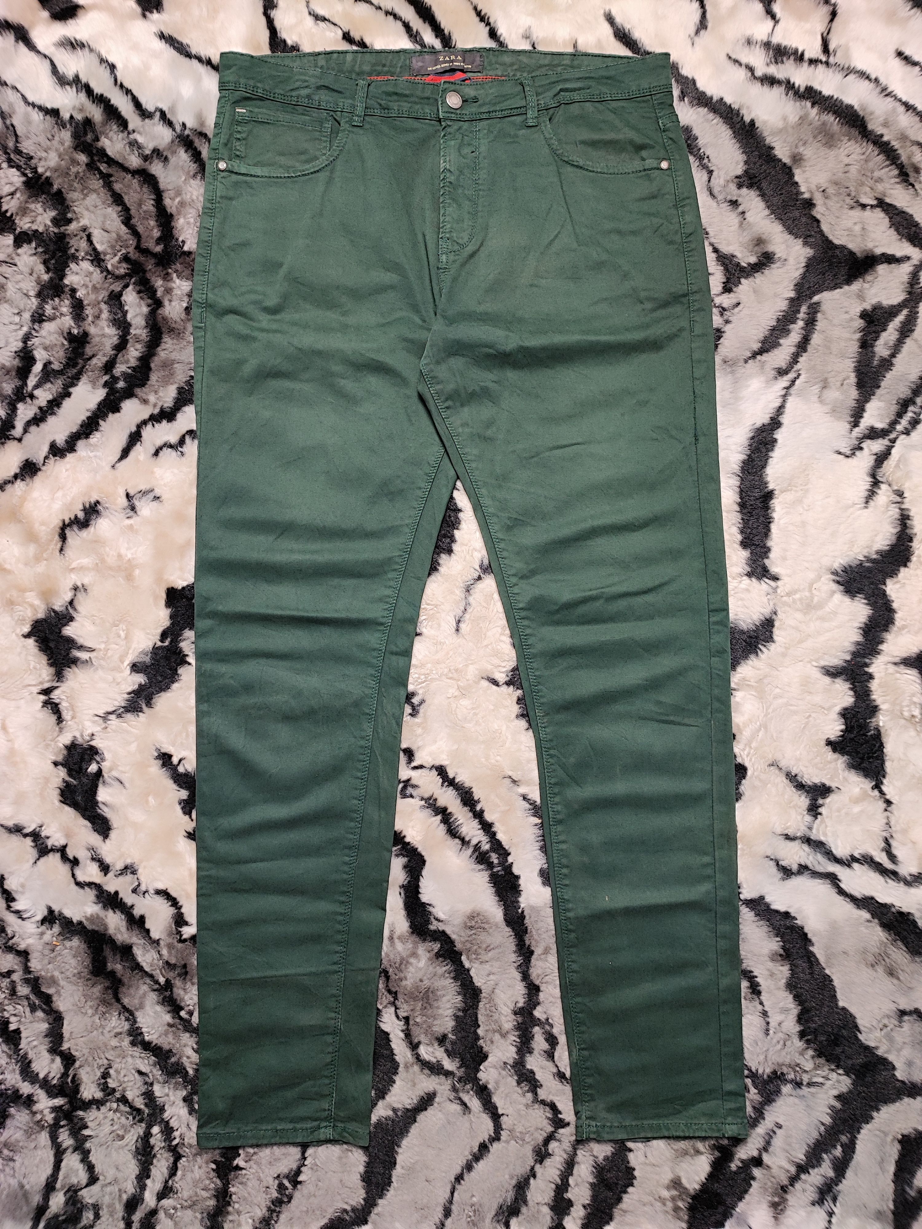 Vintage × Zara Zara Denim Distress Green Size US 35 - 2 Thumbnail