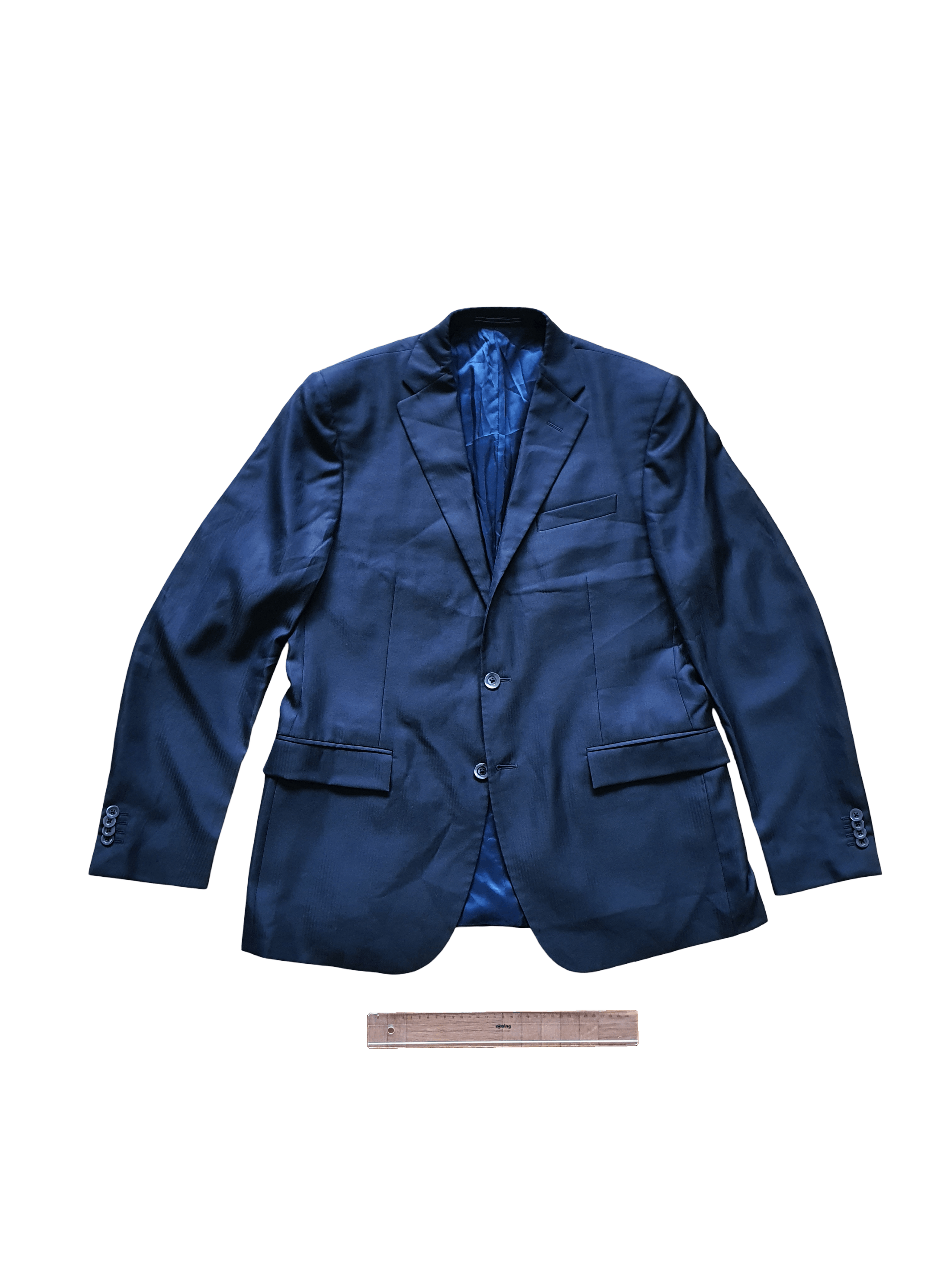 Corneliani ''CC'' Blazer Sports Coat Jacket - Navy, Micro Herringbone Size 44R - 1 Thumbnail