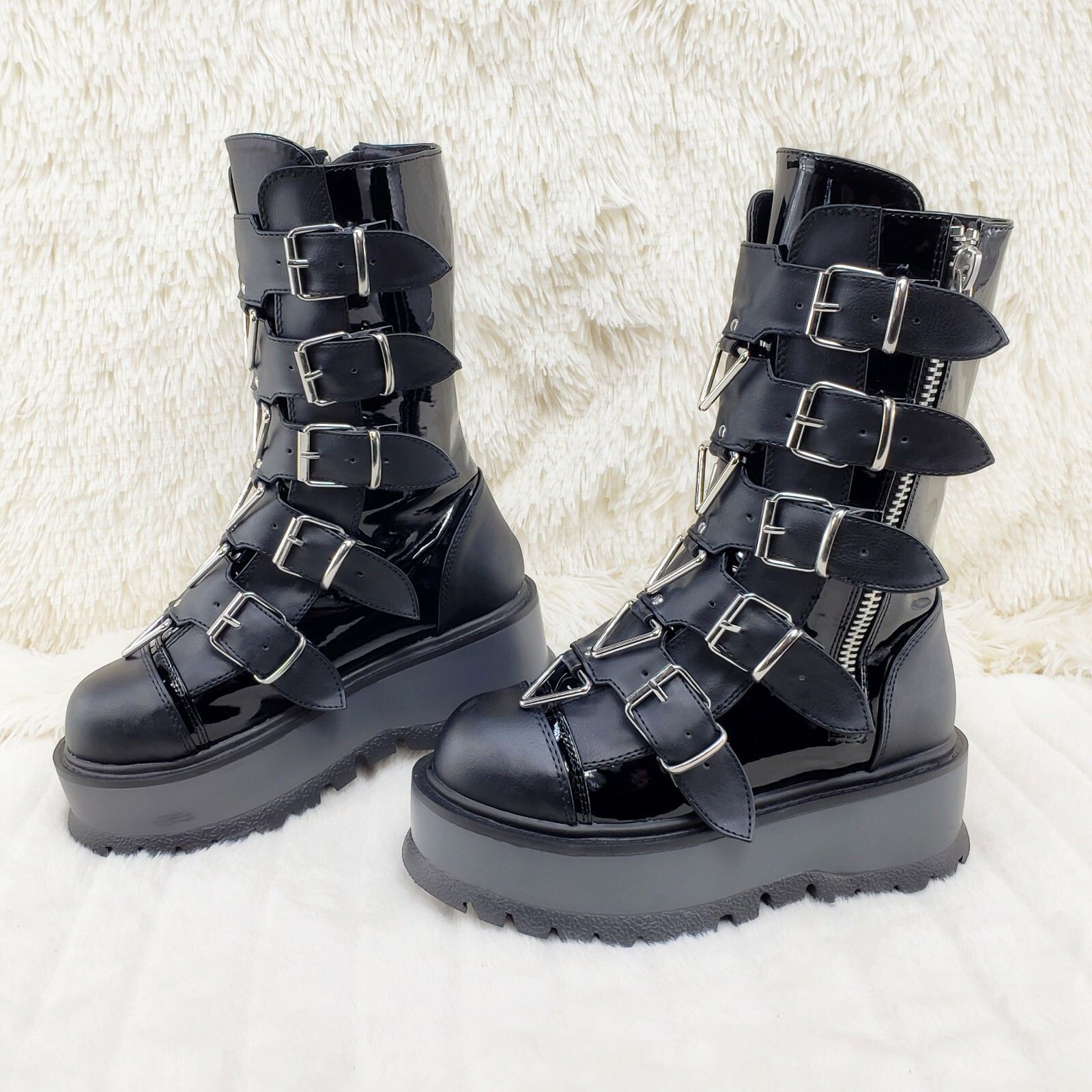 Other DEMONIA Slacker 160 Multi Strap Goth Punk Platform Calf Boot Size US 6 / IT 36 - 8 Thumbnail