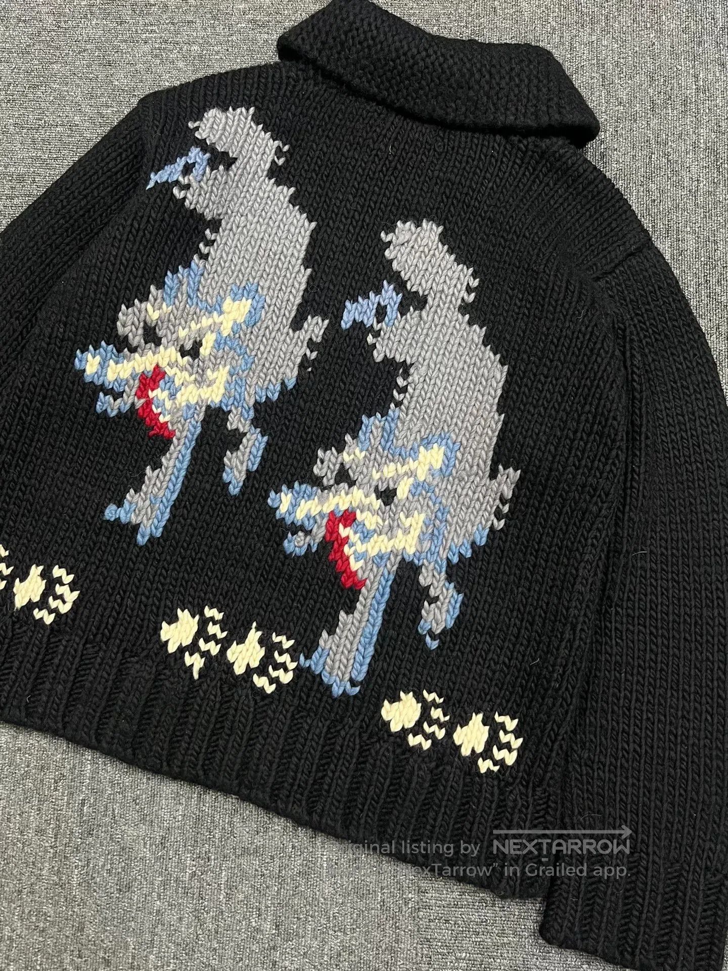 Visvim Black Wolf Pattern Knit Cardigan. Size US M / EU 48-50 / 2 - 7 Thumbnail
