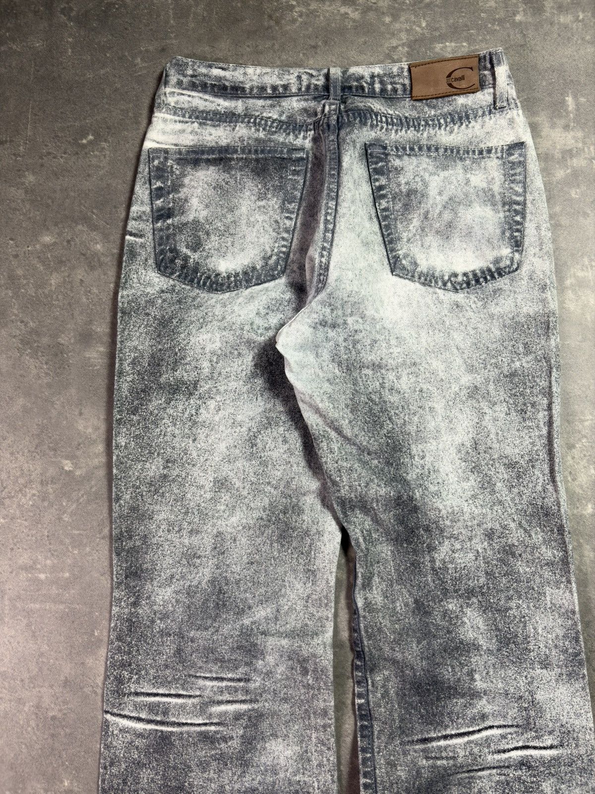 Just Cavalli 00s Just Cavalli Trompe L’oeil Faded Flared Gray Denim Jeans Size US 29 - 11 Thumbnail