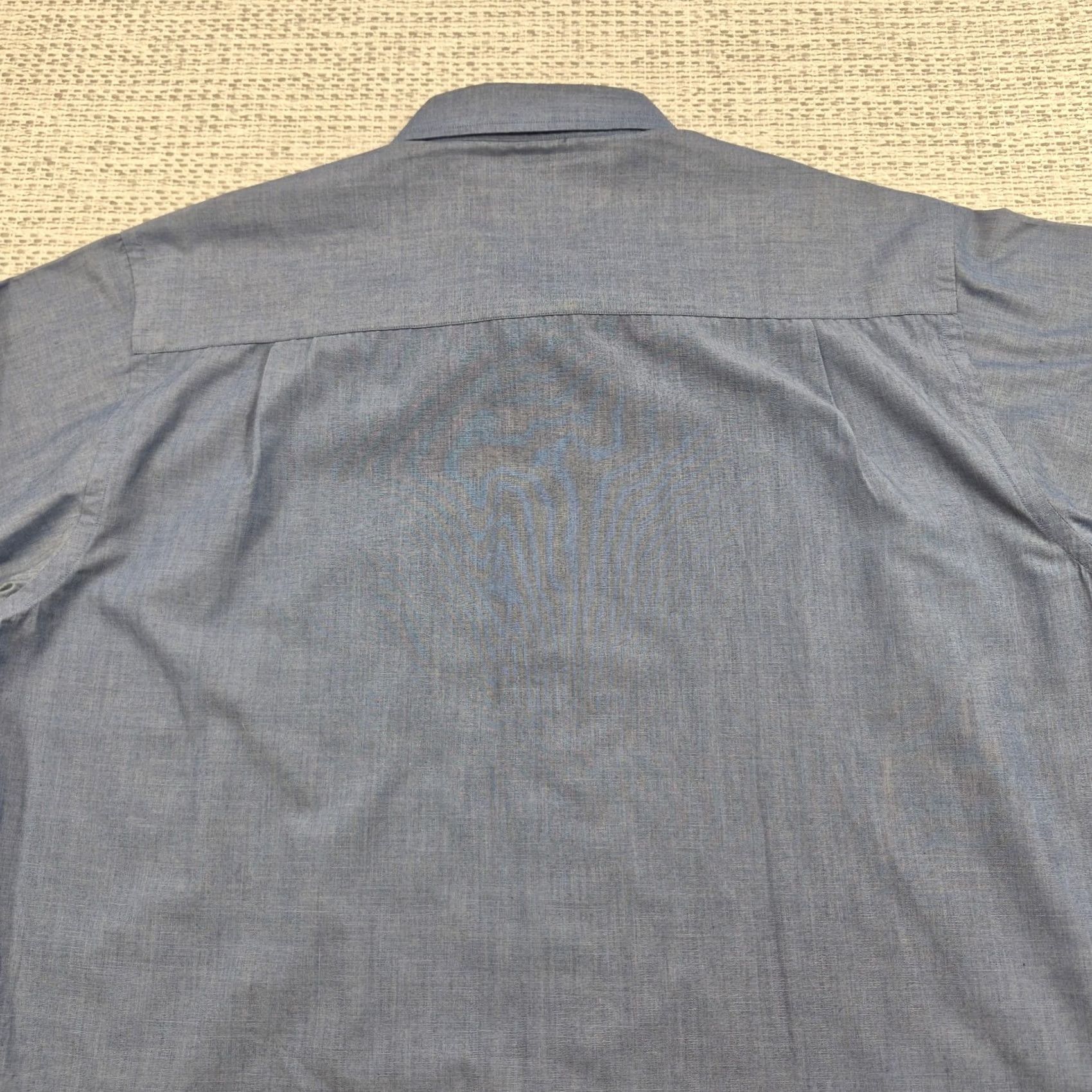Vintage Crocodile Shirt Mens 17 34/35 Blue Solid Button Down Long Sleeve Dress Pocket Shirt Men Regular Size 17 Blue Size 46R - 7 Thumbnail