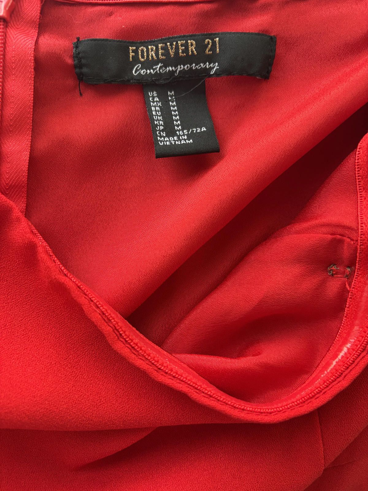 Forever 21 Boho Red Wide Leg Jumpsuit with Side Slits Size 32" / US 10 / IT 46 - 3 Thumbnail