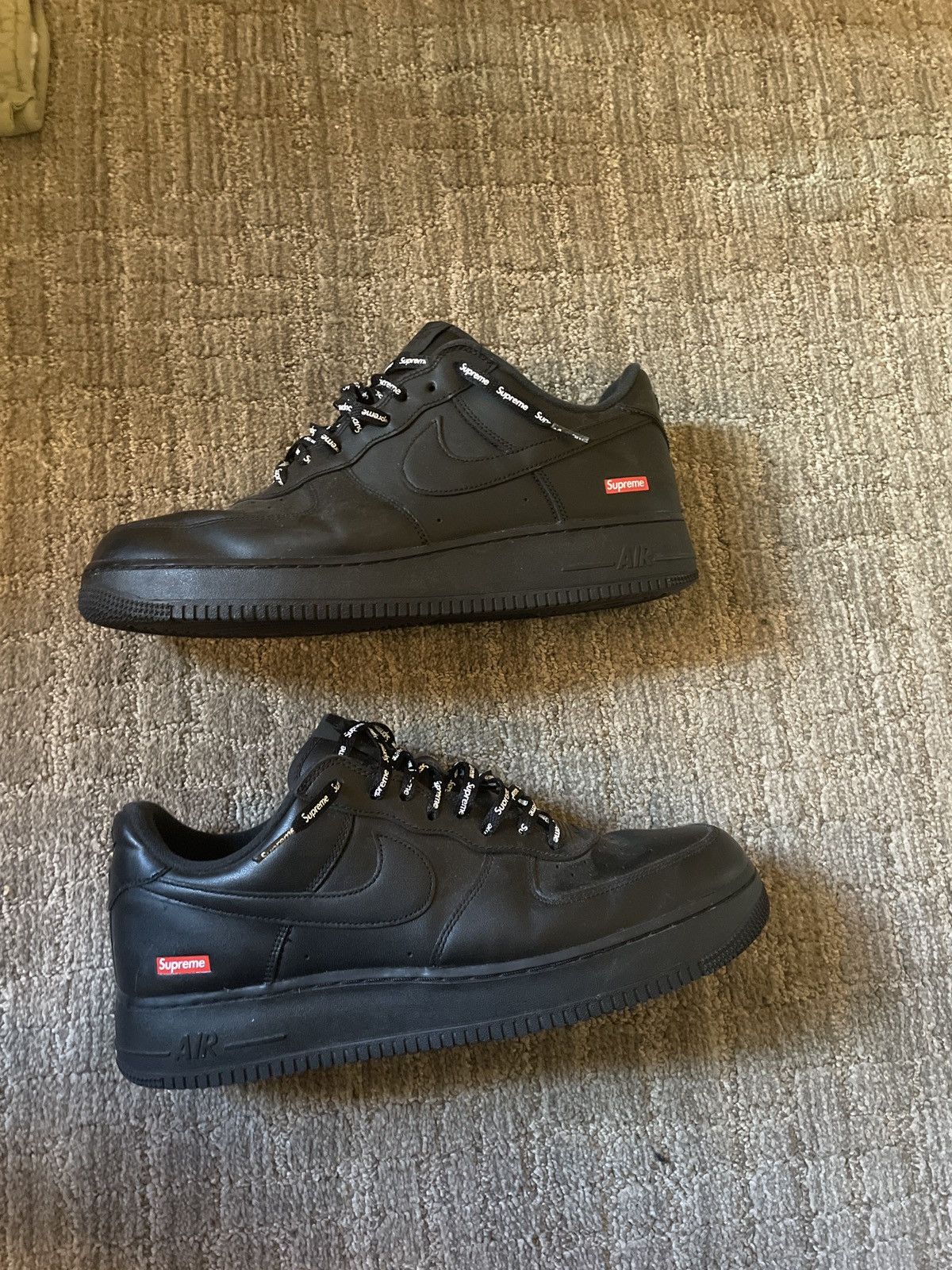 image of Supreme Black Air Force 1 Shoes, Men's (Size 13)