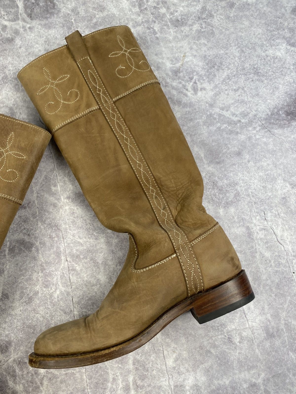 Sancho Boots Sancho Boots leather western knee-high boots beige size: 37 Size US 7 / IT 37 - 10 Thumbnail