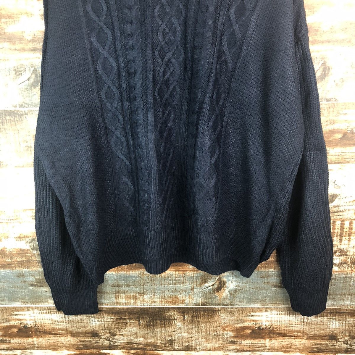 GU × Homespun Knitwear × Japanese Brand GU japan Dark Blue cable Knitwear #A1903 Size L / US 10 / IT 46 - 6 Thumbnail