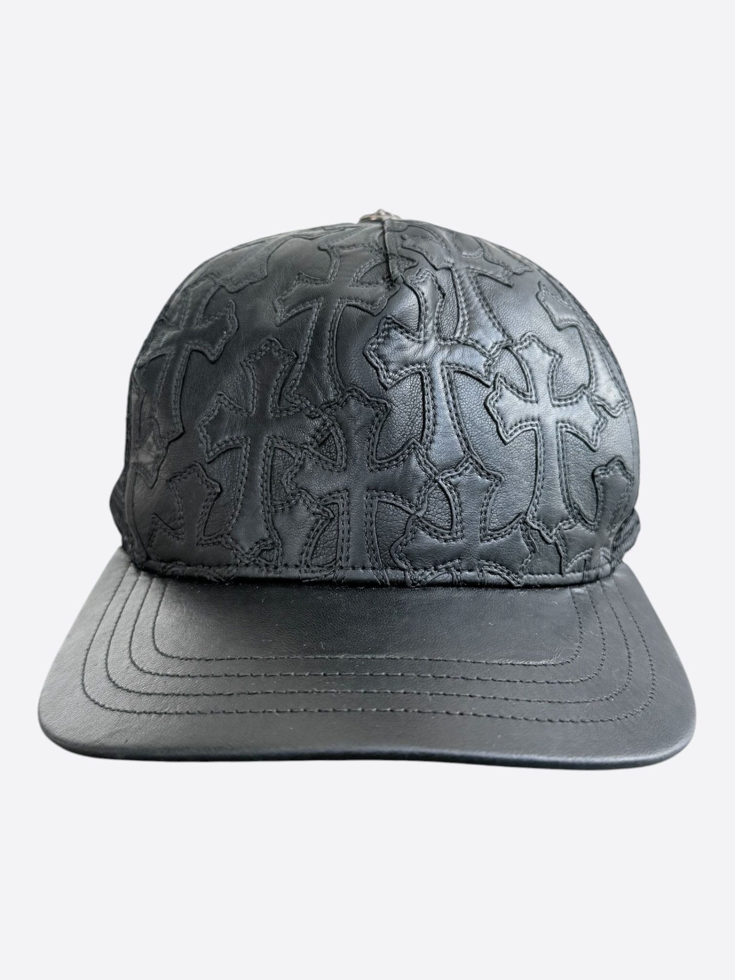 Chrome Hearts Chrome Hearts Black Leather Cemetery Cross Patch Trucker Hat Size ONE SIZE - 1 Thumbnail
