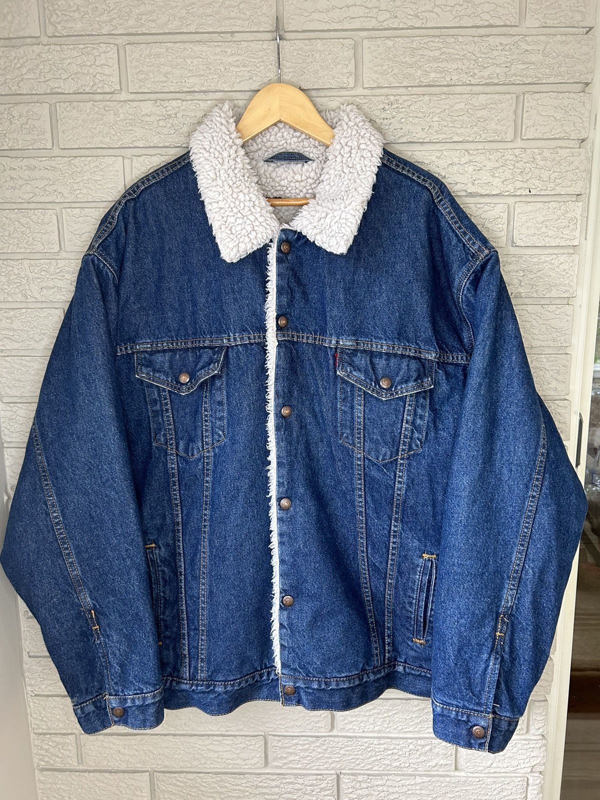 Levi's Vintage 90s Levis Sherpa Lined Denim Jacket Rare Size US XXL / EU 58 / 5 - 1 Thumbnail