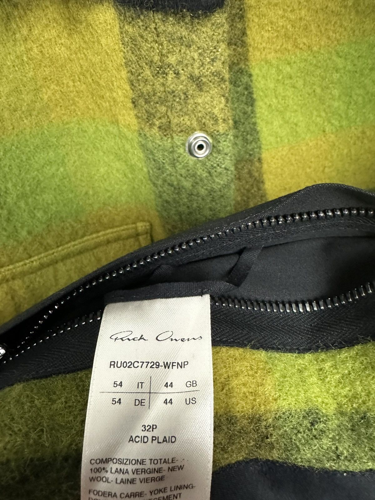 Rick Owens FW23 ‘LUXOR’ Acid Plaid Overshirt Size US L / EU 52-54 / 3 - 7 Thumbnail
