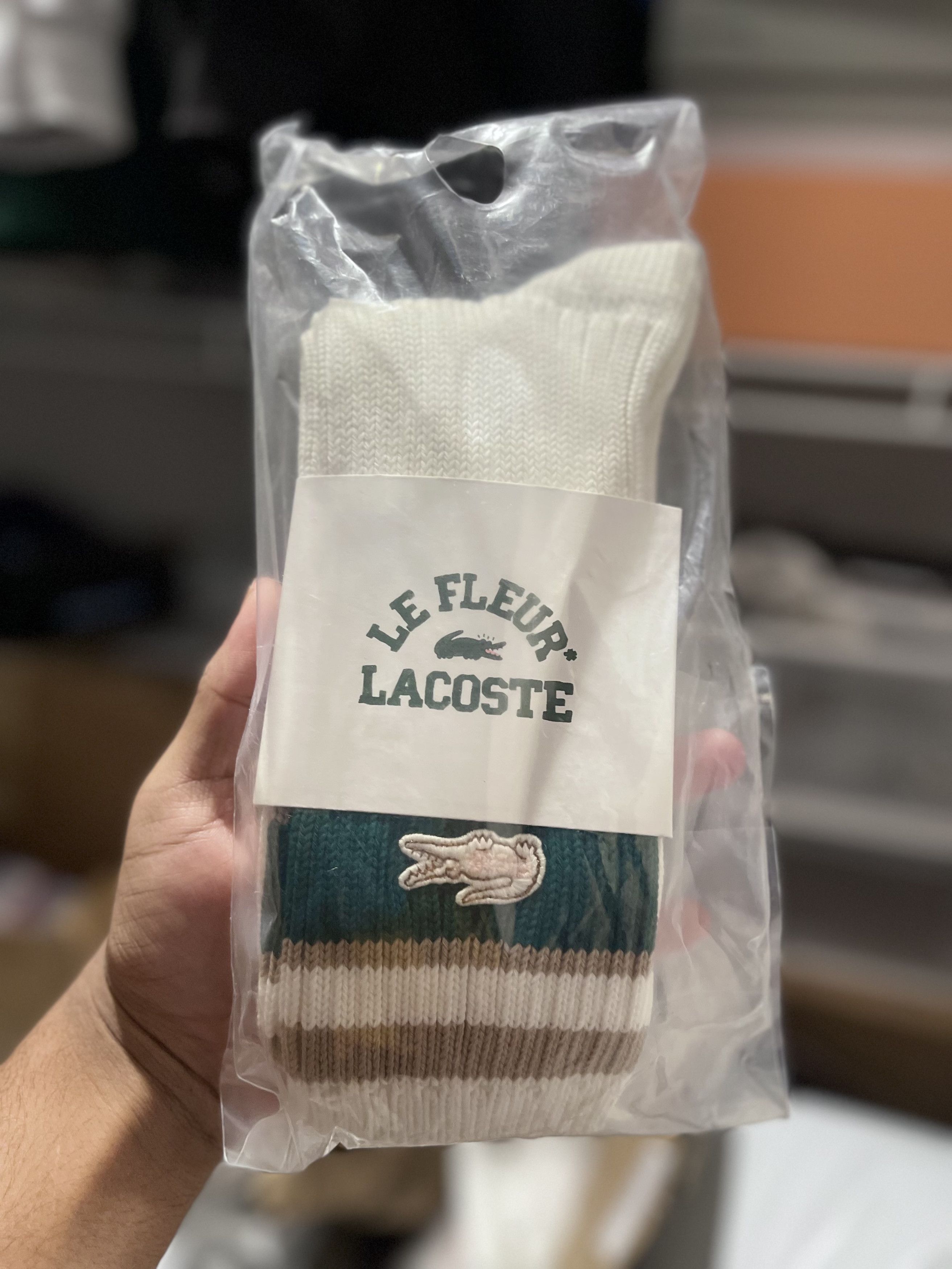 Golf le Fleur × Lacoste Golf le Fleur WHITE STRIPED RIBBED SOCKS Size ONE SIZE - 4 Thumbnail