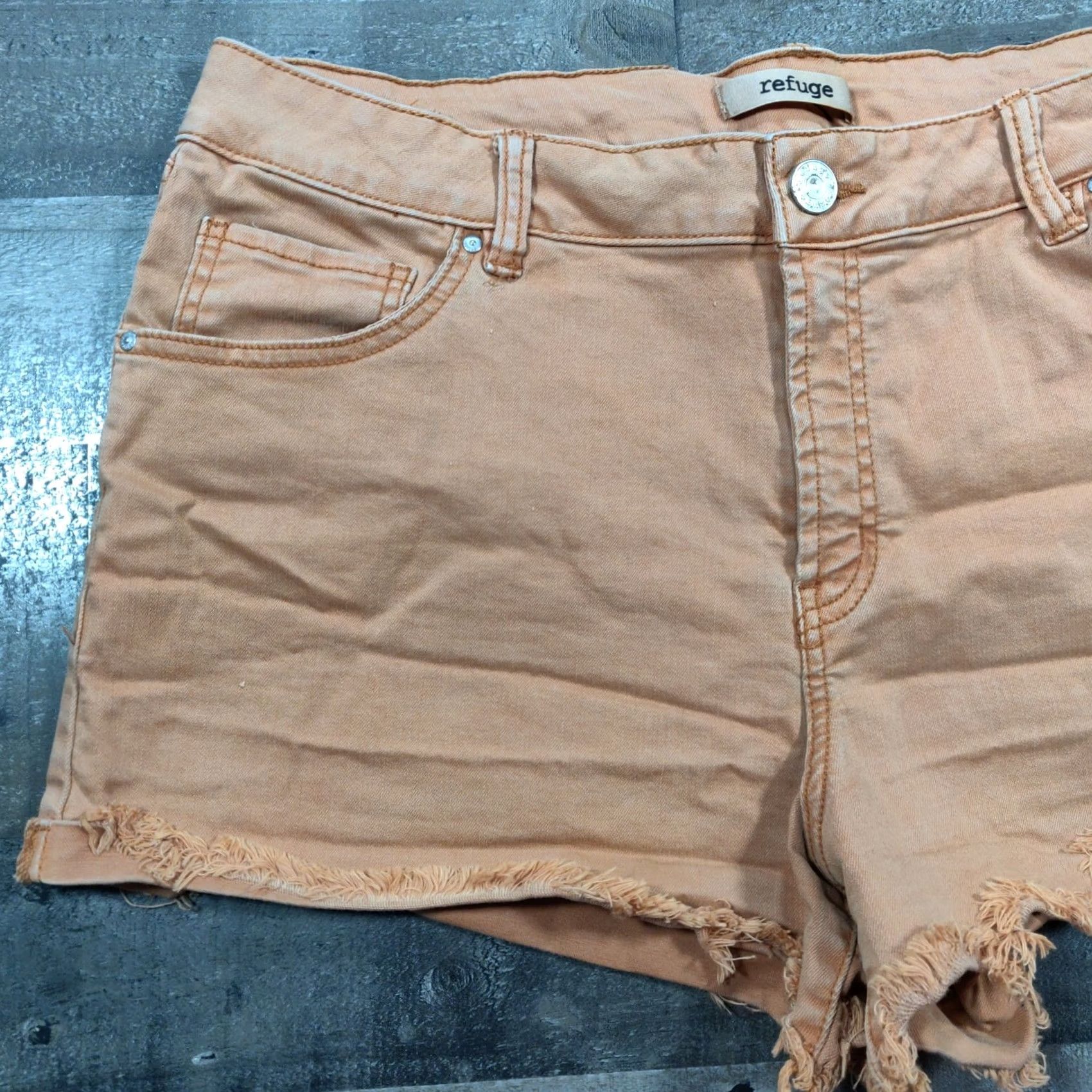 Denime Refuge Shorts Womens 14 Orange Cut-Off Mid-Rise Denim Zip Closure 5-Pocket Regular Vintage? No Size 24" / US 00 / IT 34 - 4 Thumbnail