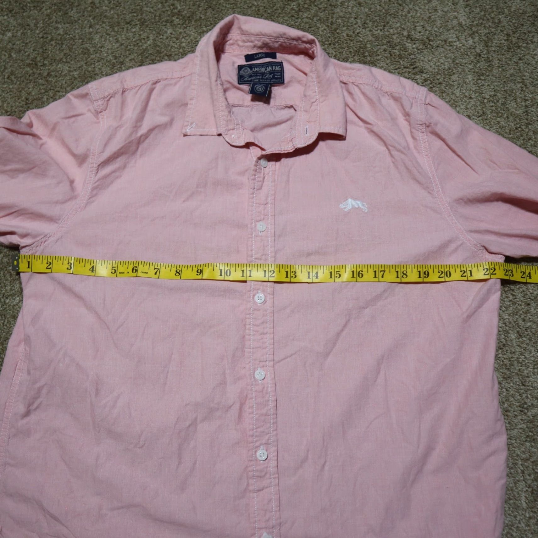 Vintage American Rag Shirt Button-Up Casual Mens Large Pink 100% Cotton Lightweight Long Sleeve Tie-Front Button-Down Regular Large Mens Shirt Size US L / EU 52-54 / 3 - 5 Thumbnail