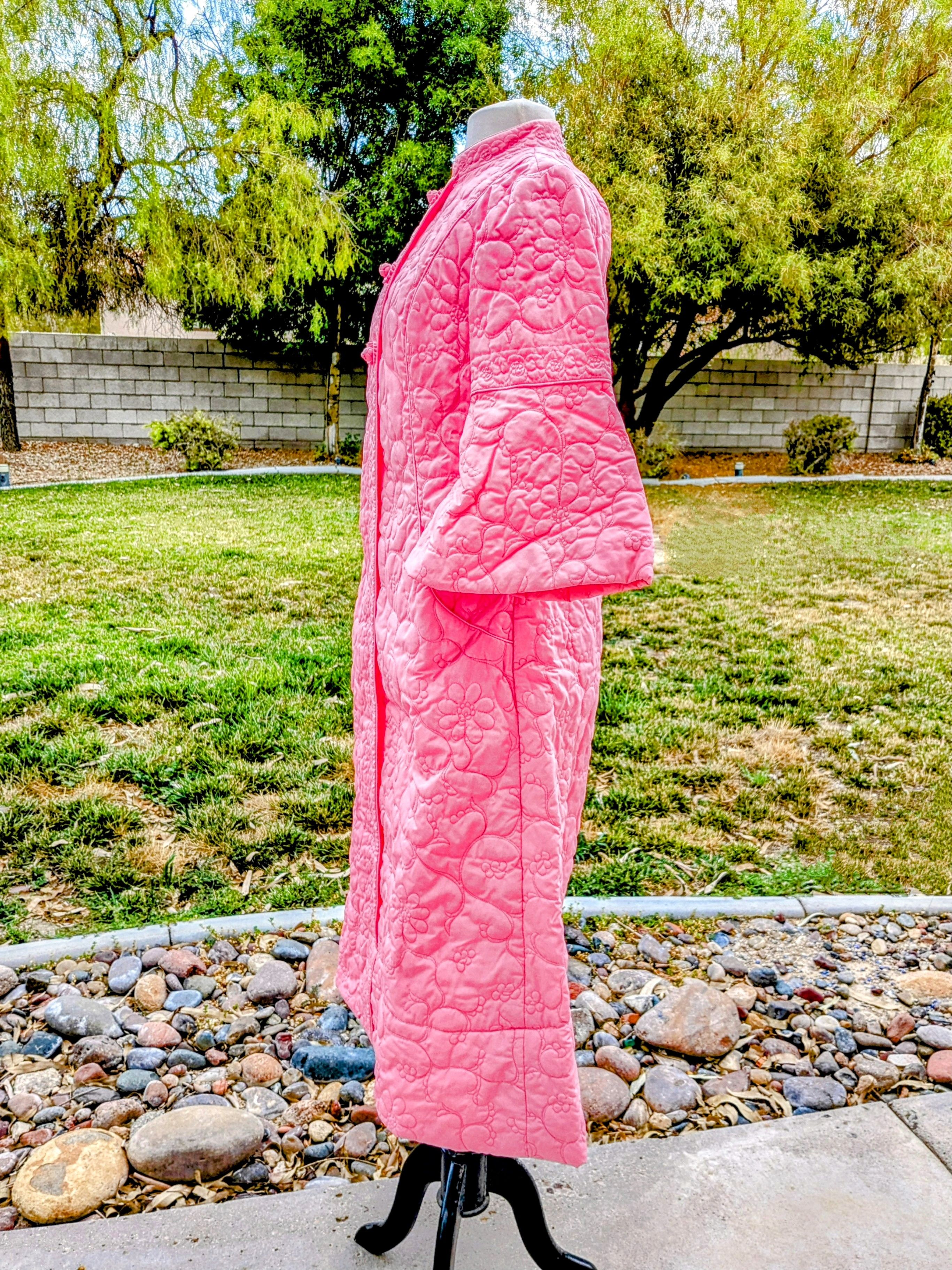 Designer Charles & Co Chinese Quilted Pullover Button Long Dress Coat Size S / US 4 / IT 40 - 4 Thumbnail