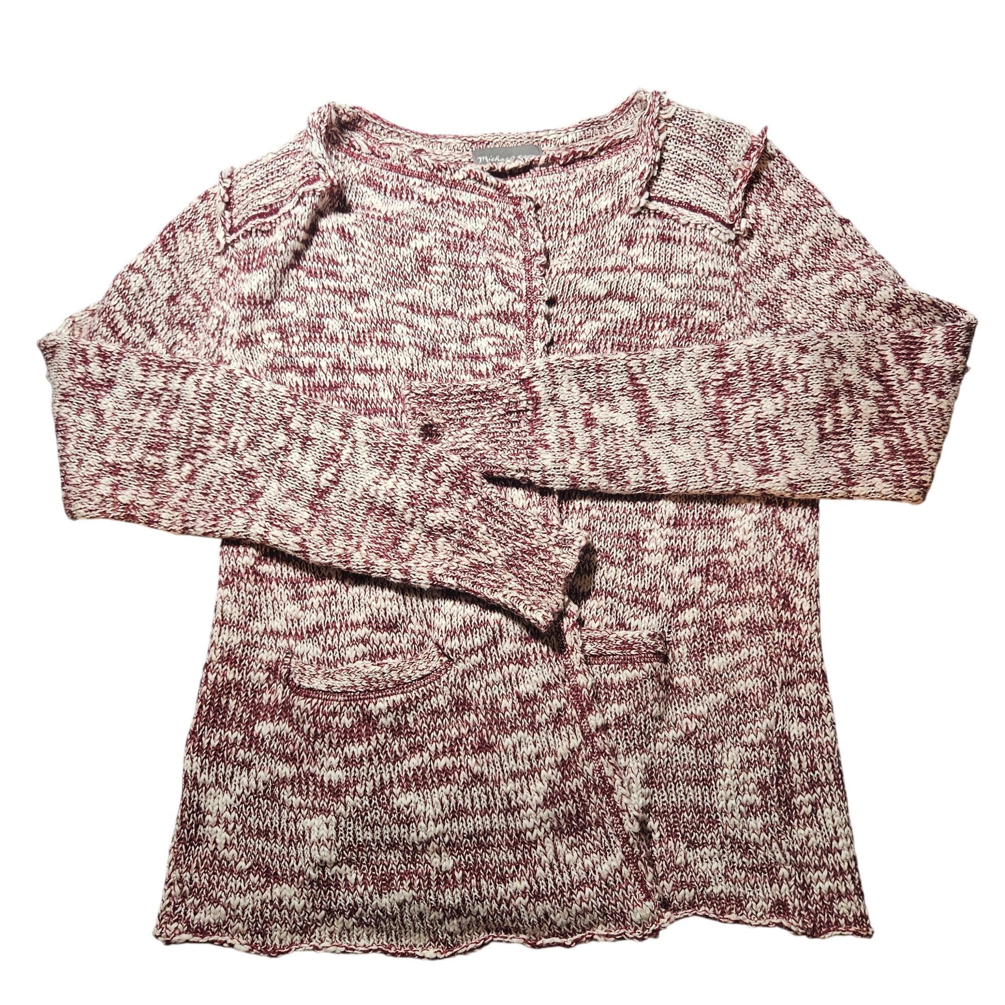 Michael Stars Michael Stars Burgundy Cream Knit Cardigan 1 Grunge, Coffeec Size S / US 4 / IT 40 - 9 Thumbnail