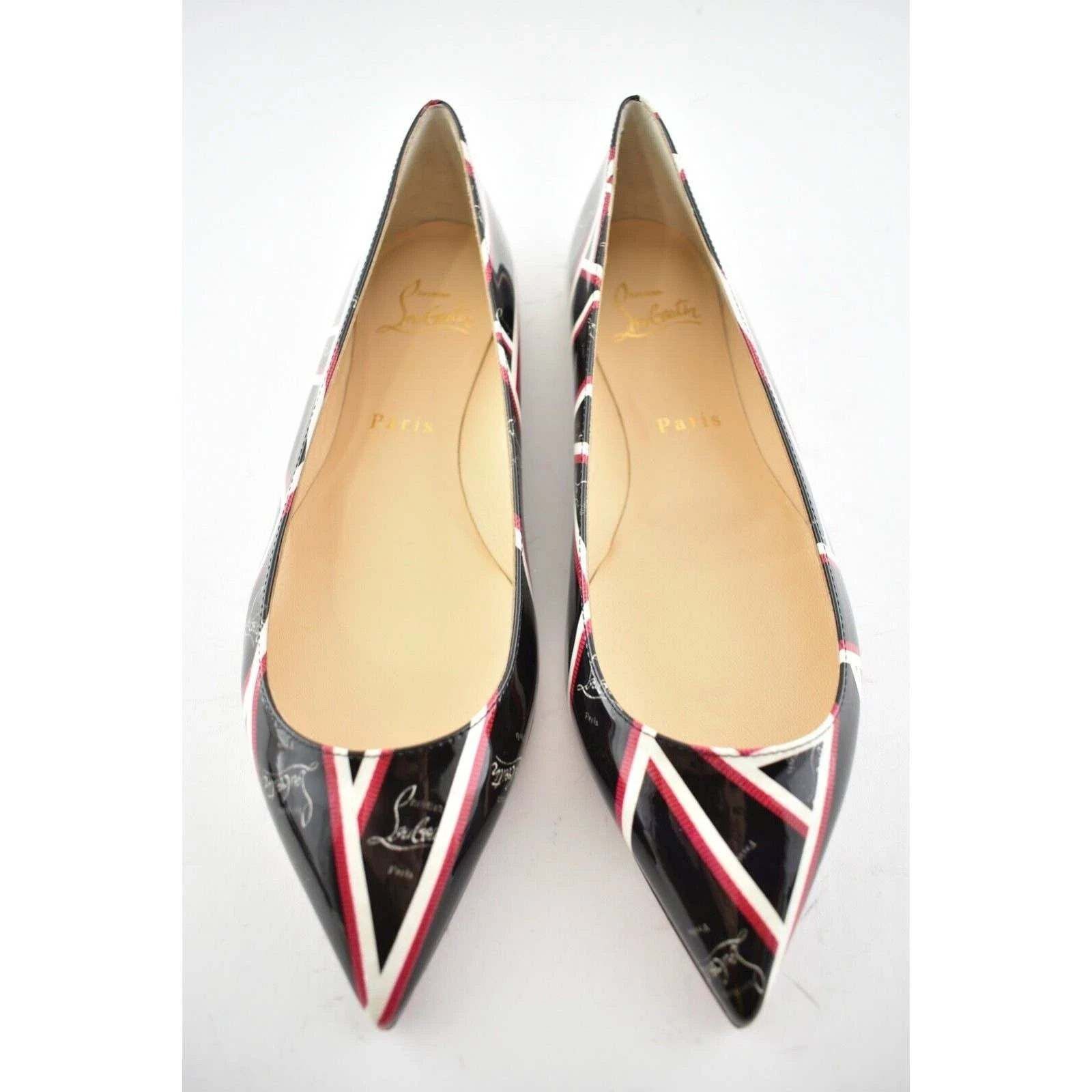 Christian Louboutin Christian Louboutin Ballalla Flat Patent Ribbon Black Red Size US 7 / IT 37 - 7 Thumbnail