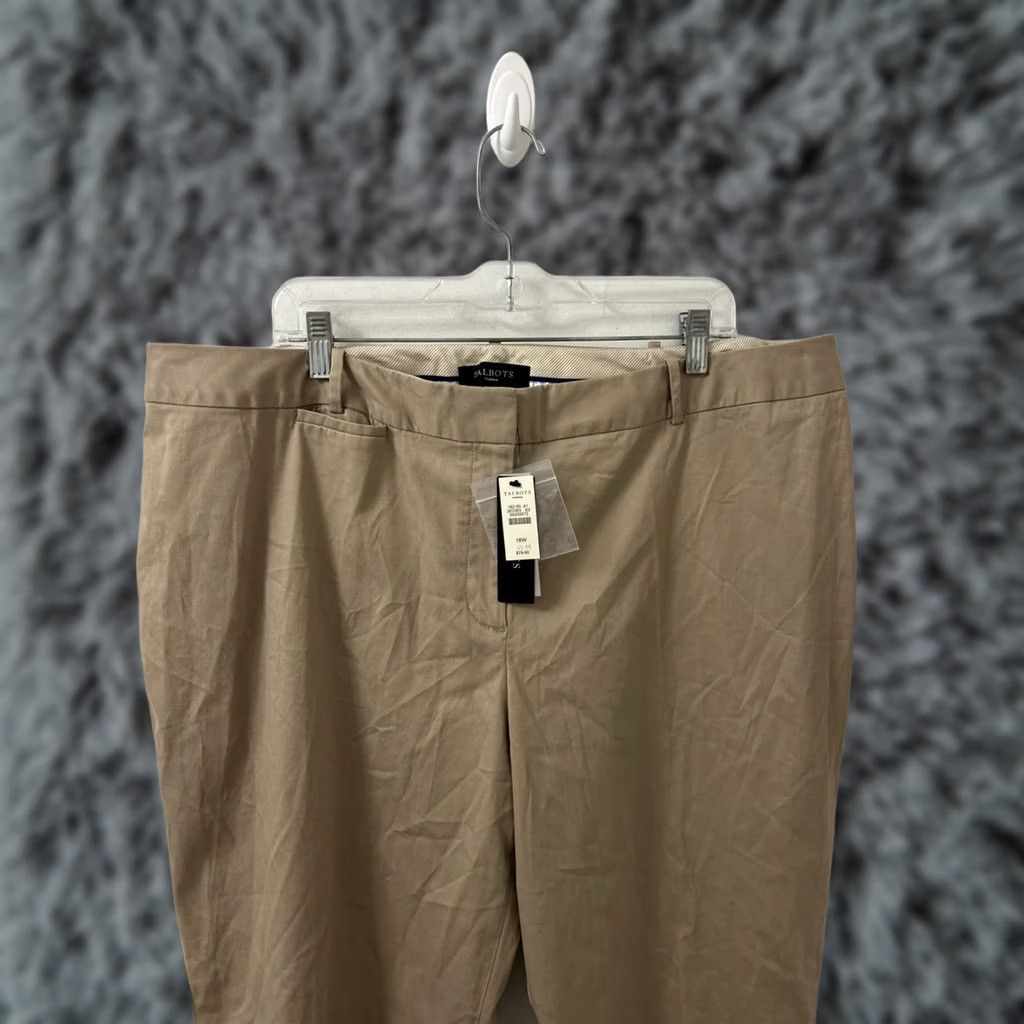 Talbots Talbots Heritage Pants Womens Sz 18W Tan Khaki Stretch Cotton Chino NWT 0 MSRP Size 40" / US 18 - 1 Thumbnail