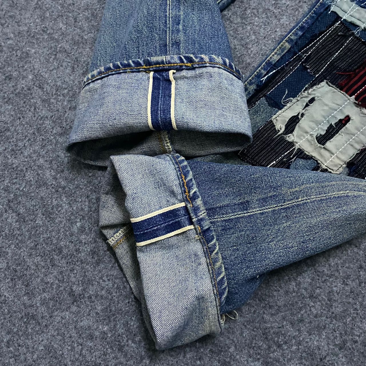 Levi's Vintage 90s Levis 501 Selvegde Patchwork Kurt Cobain Style Size US 33 - 4 Thumbnail