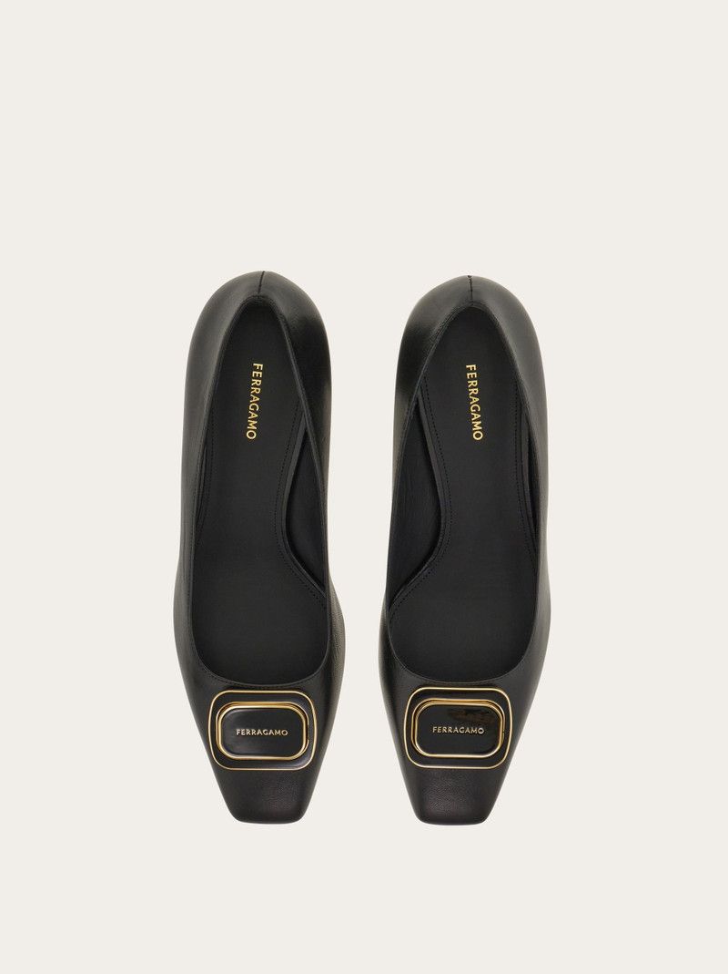 Salvatore Ferragamo o1s1rm0526 New Vara Plate Pumps in Black Size US 8 / IT 38 - 2 Thumbnail