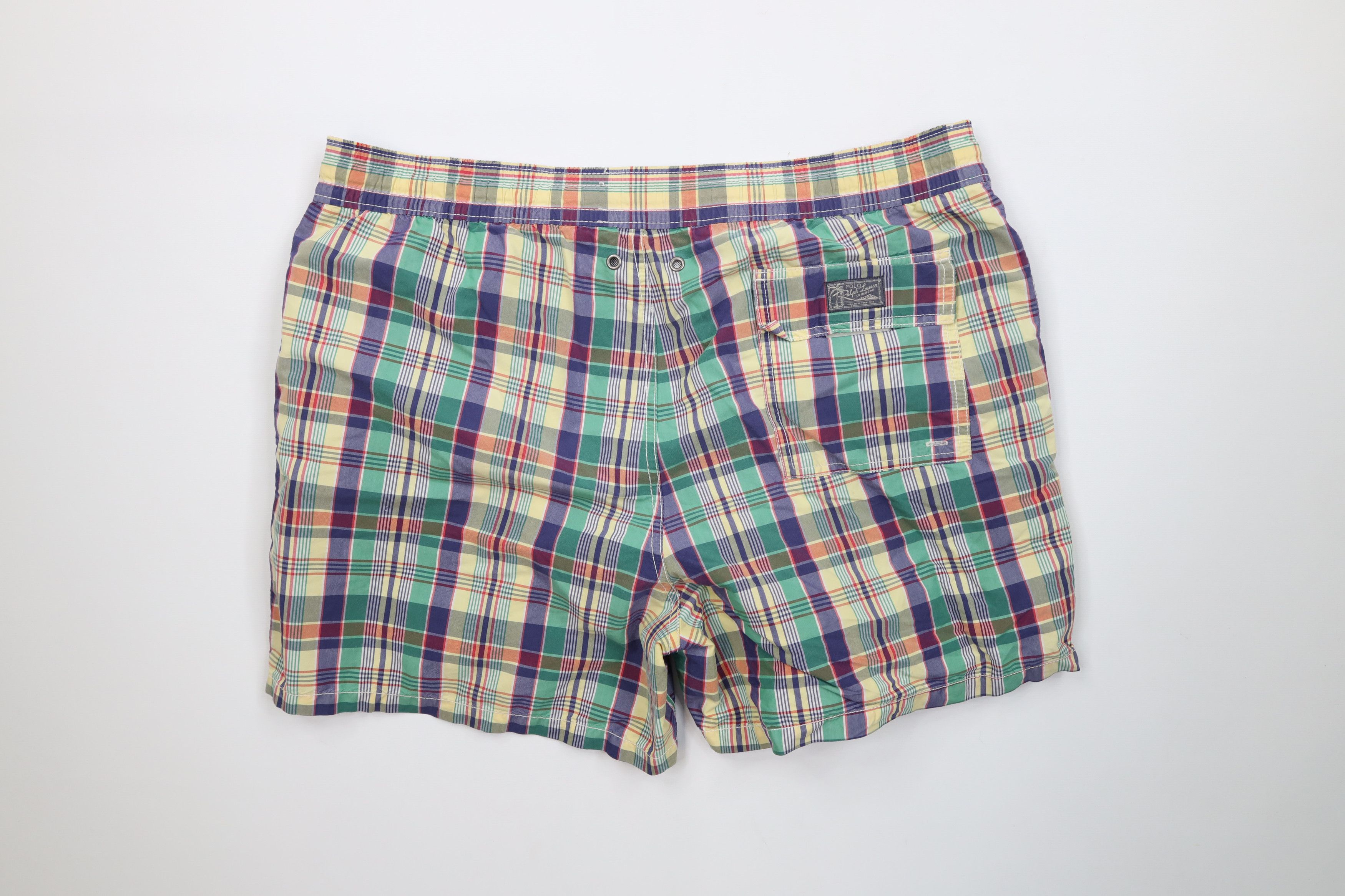 Ralph Lauren Vintage 90s Ralph Lauren Madras Plaid Lined Shorts Trunks Size US 34 / EU 50 - 11 Thumbnail
