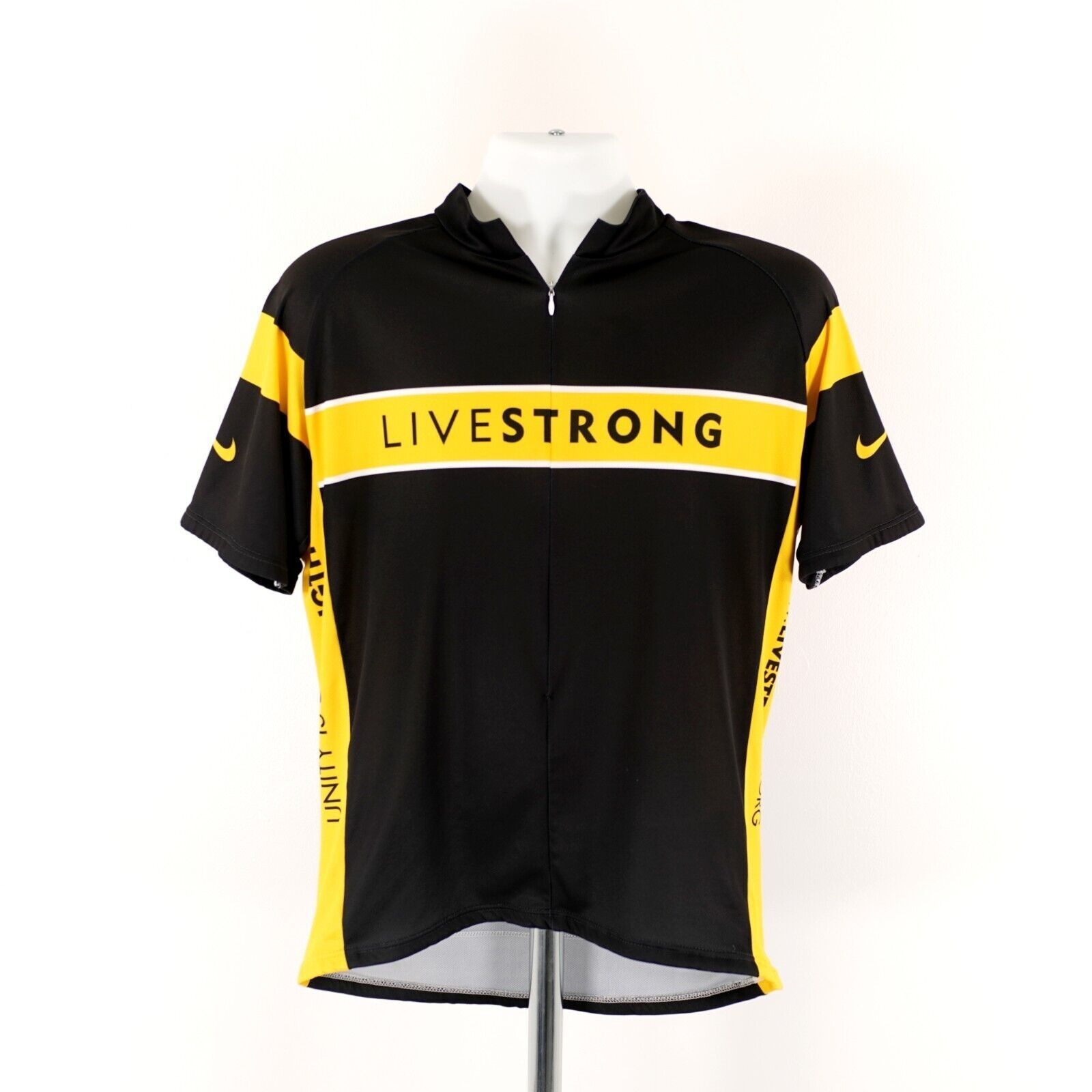 Vintage Nike Livestrong Black Yellow Polyester Mock Neck Cycling Jer Size US L / EU 52-54 / 3 - 2 Thumbnail