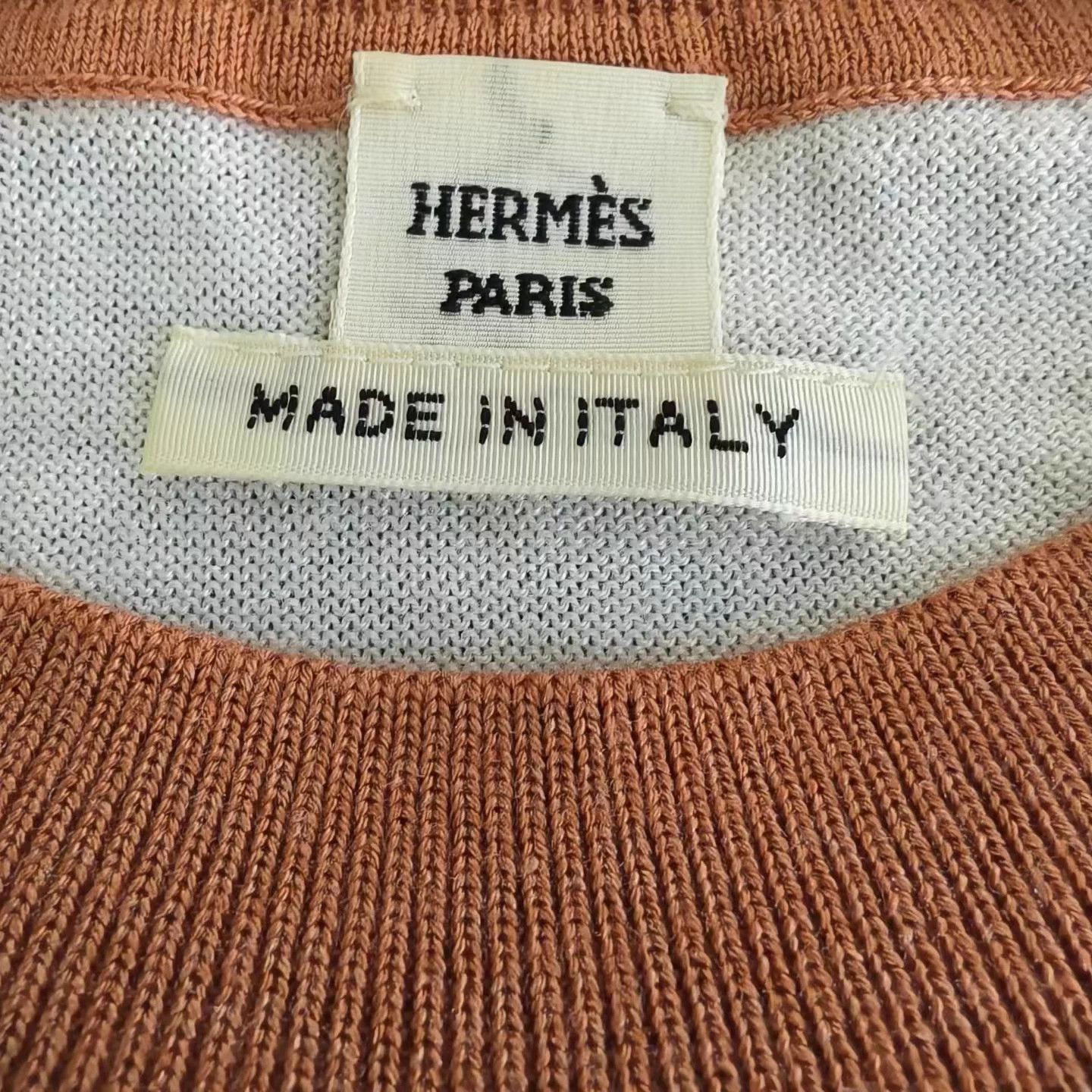 Hermes HERMES Double-Faced Cashmere Crew Tee Wmns Orange Size XS / US 0-2 / IT 36-38 - 3 Thumbnail