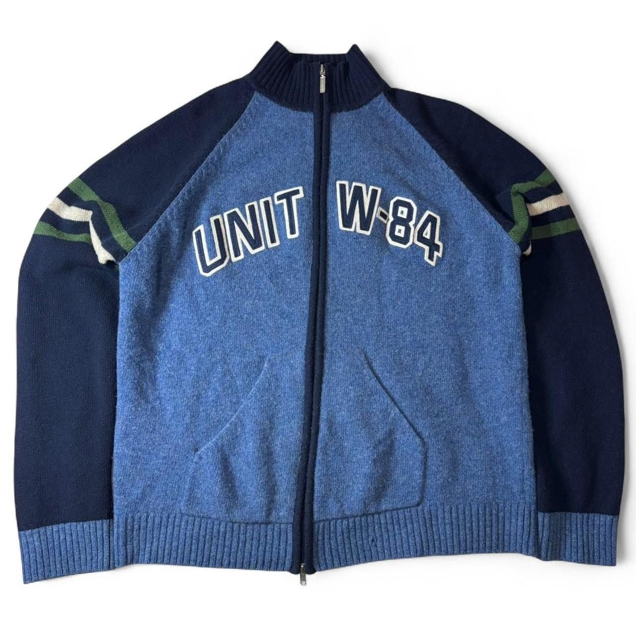 Vintage Vintage Blue 100% Wool Full Zip Sweater - XL Fits L Size US L / EU 52-54 / 3 - 1 Thumbnail