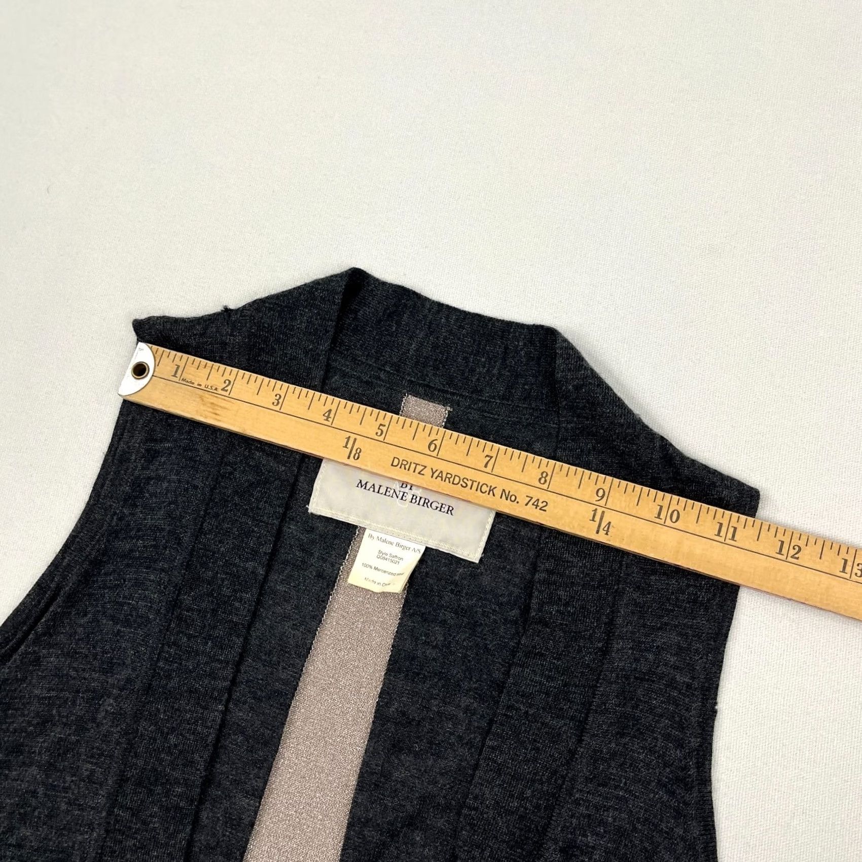 By Malene Birger VINTAGE By Malene Birger A/S Sweater Vest Womens M Gray Saffron Mercerized Wool Layers Size M / US 6-8 / IT 42-44 - 6 Thumbnail